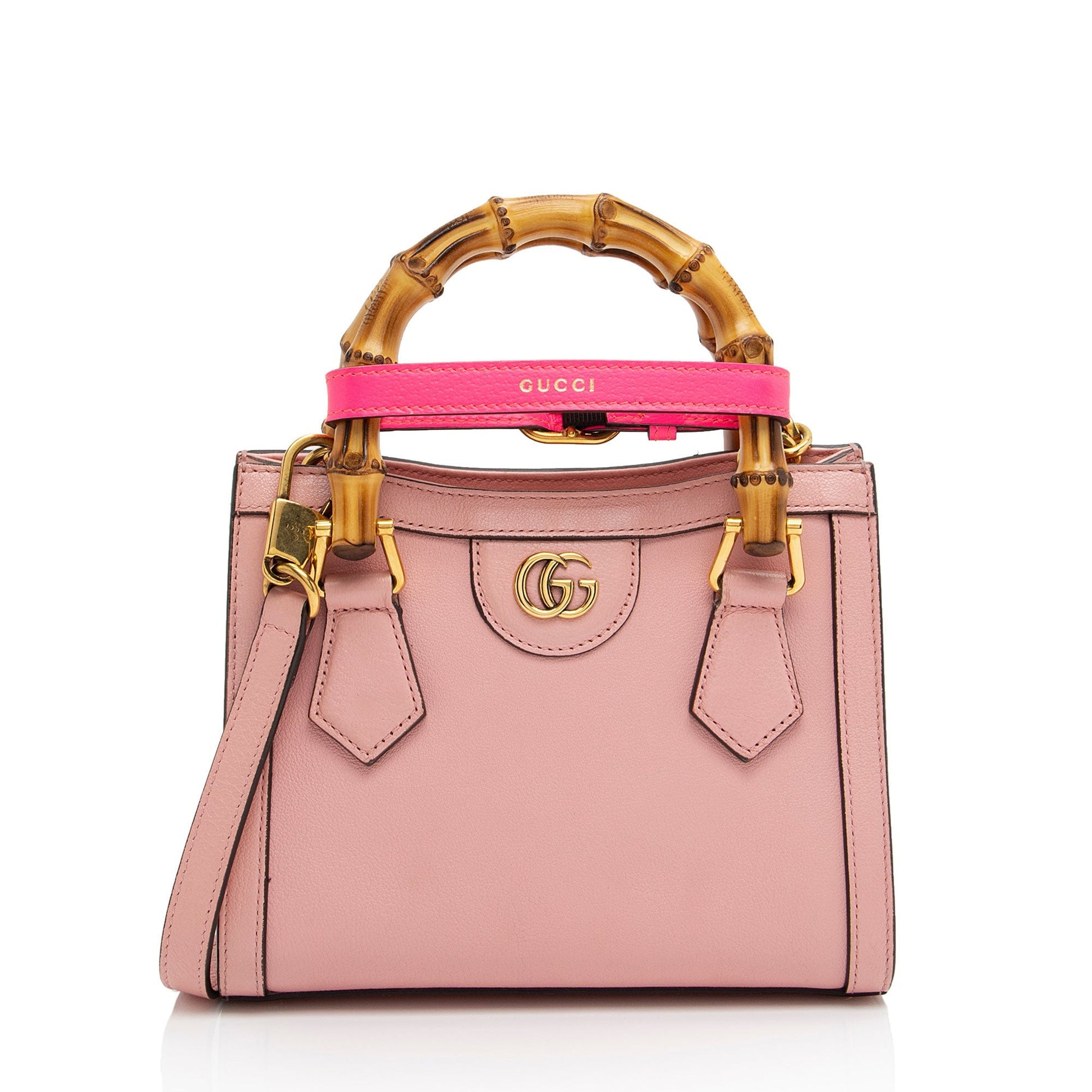 Gucci Cuir Bamboo Diana SHF-kfEnLc Leather Pink Mini Tote Bag