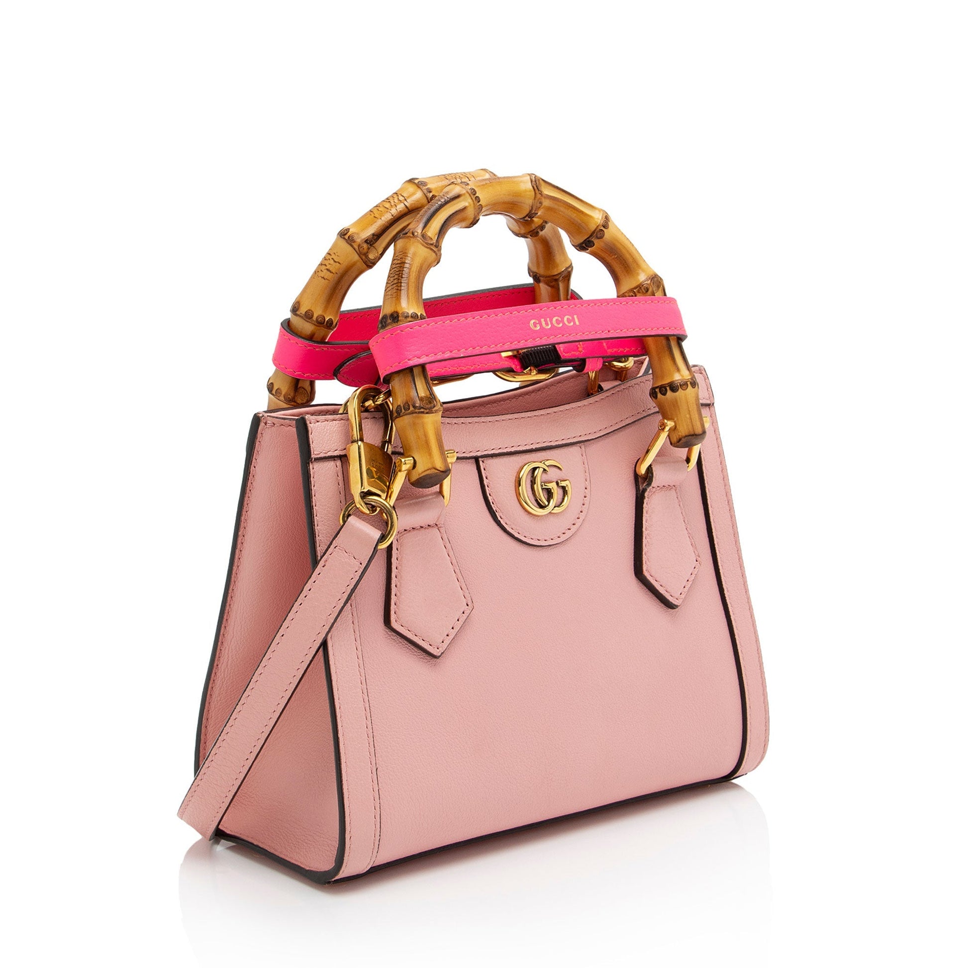 Gucci Cuir Bamboo Diana SHF-kfEnLc Leather Pink Mini Tote Bag