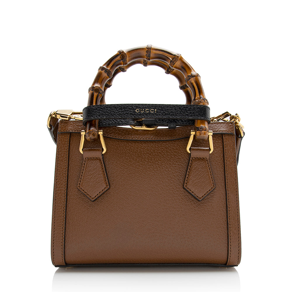 Gucci Cuir Diana SHF Leather Nylon Brown Mini Tote Bag
