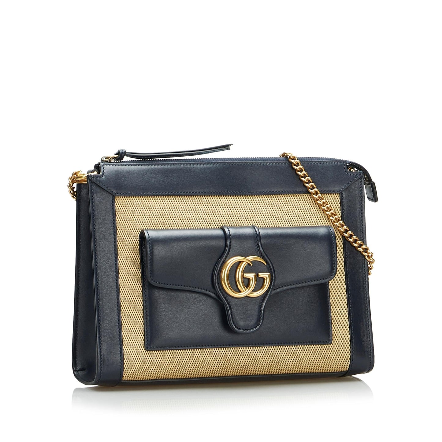 Gucci Dahlia Chain SHG-7NqIEv Canvas Calf Black Brown Shoulder Bag