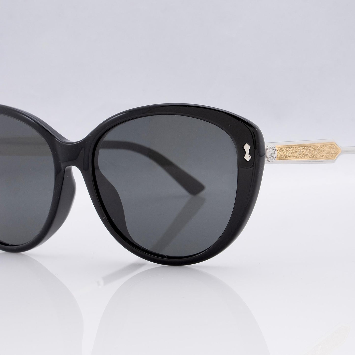 Gucci Damascato Cat Eye Sunglasses SHF-OJ1hQk Black Silver Accessory