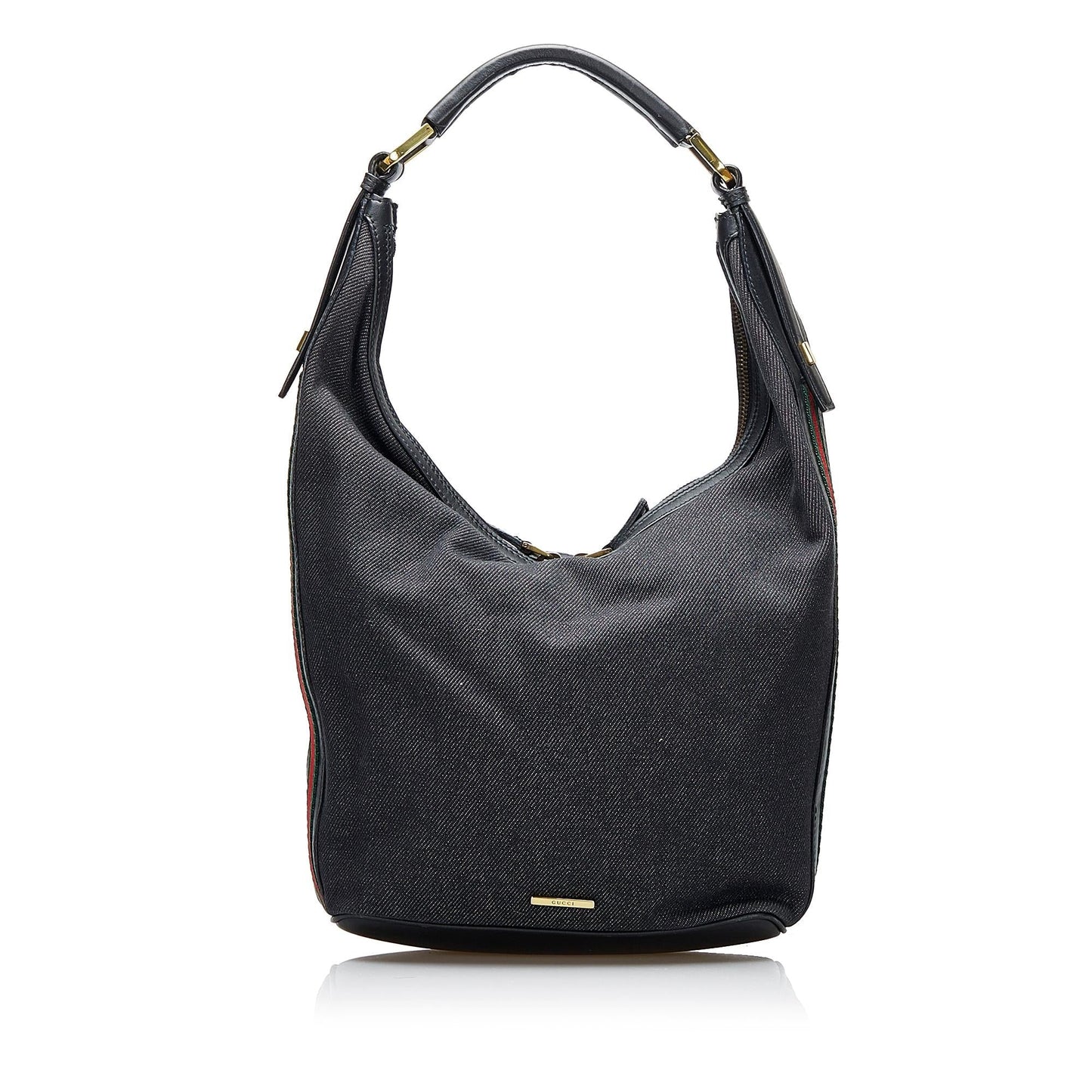 Gucci Web SHG-wuzFkd Denim Calf Grey Shoulder Bag