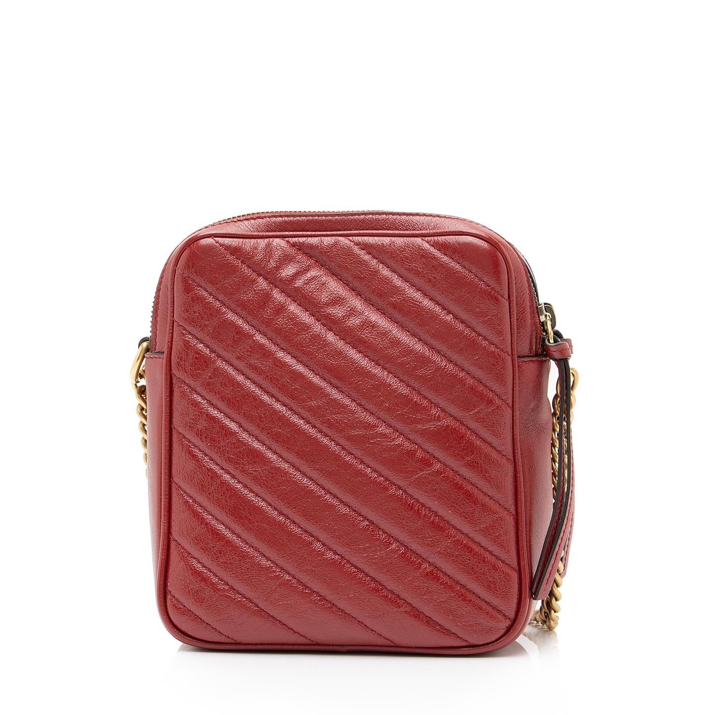 Gucci Diagonal GG Marmont Double Zip Matelasse Leather Red Mini Crossbody Bag