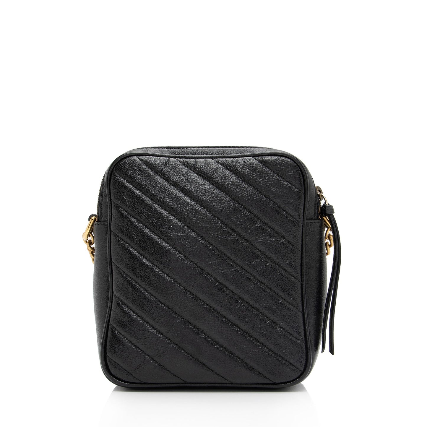 Gucci Diagonal GG Marmont Double Zip Matelasse Leather Black Mini Crossbody Bag