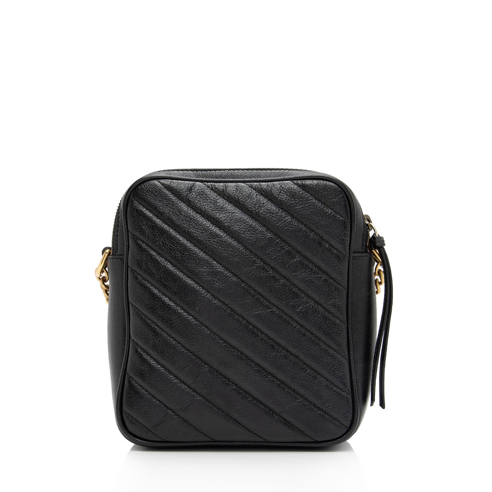 Gucci Diagonal GG Marmont Double Zip Matelasse Leather Black Mini Crossbody Bag