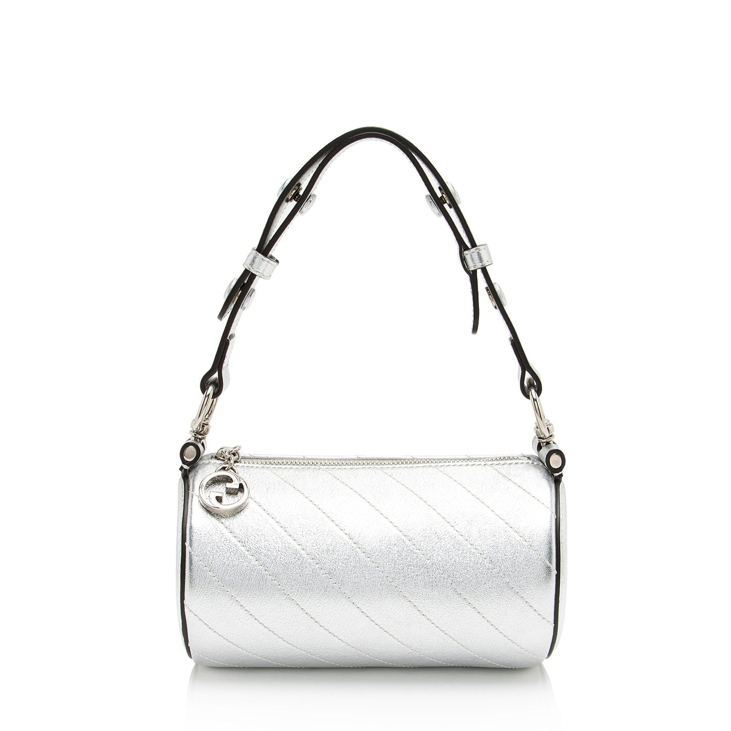 Gucci Metallic Blondie Barrel Calfskin Silver Mini Shoulder Bag