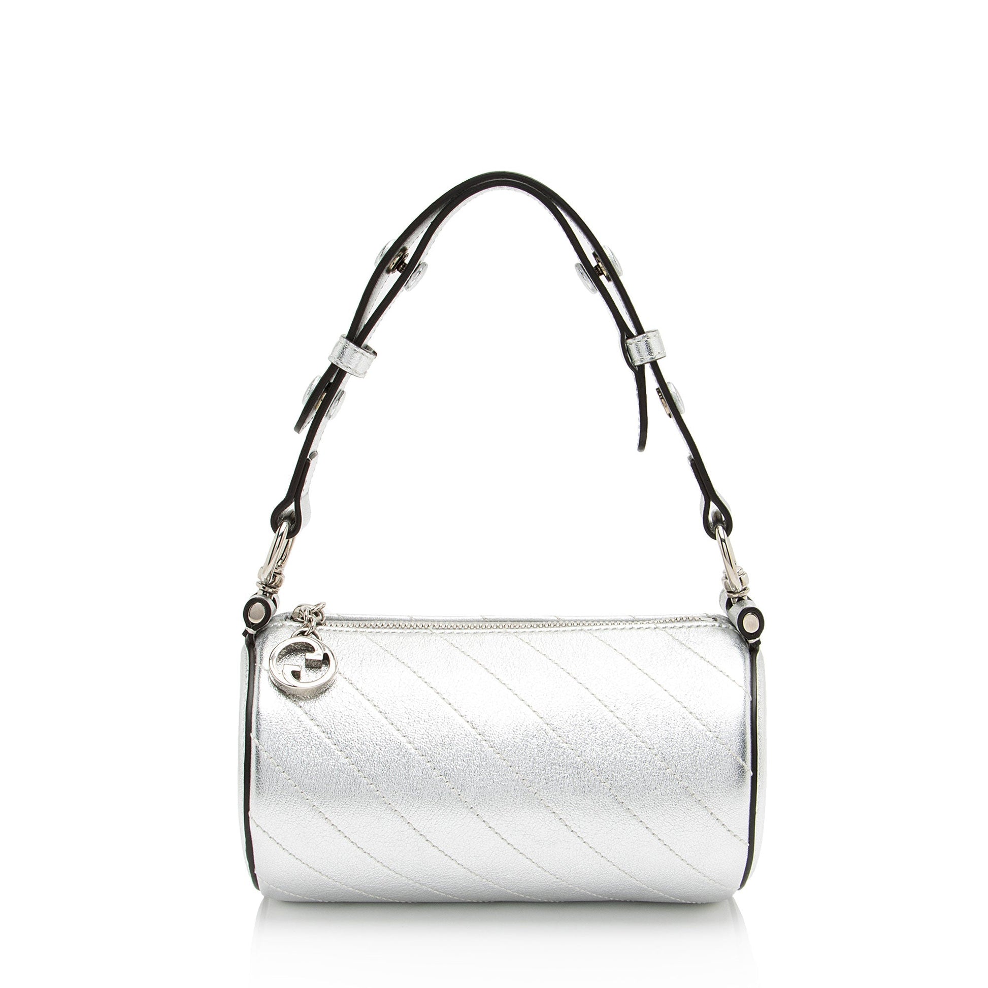 Gucci Metallic Blondie Barrel Calfskin Silver Mini Shoulder Bag