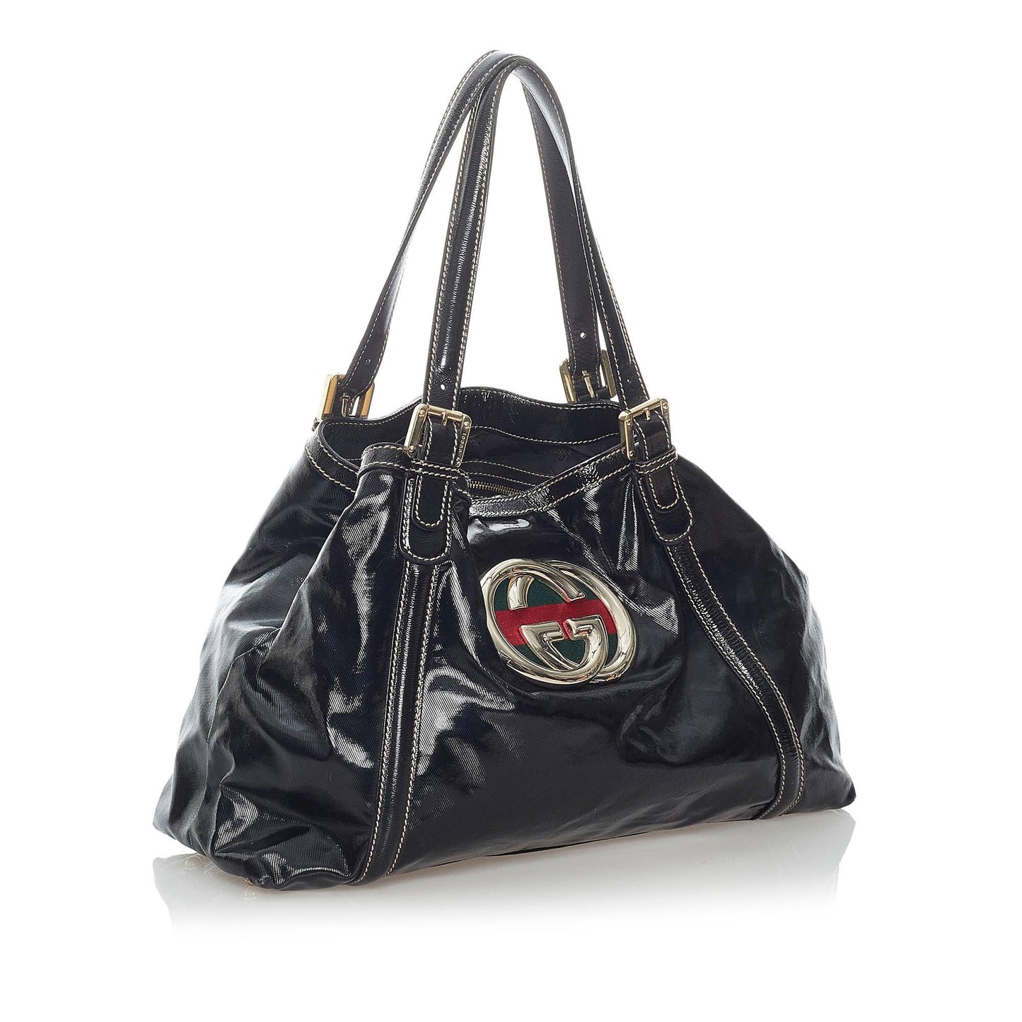Gucci Dialux Britt SHG Leather Patent Black Tote Bag Bag Shg