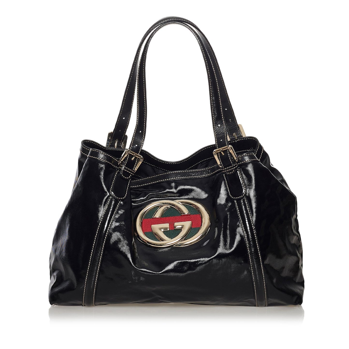Gucci Dialux Britt SHG Leather Patent Black Tote Bag