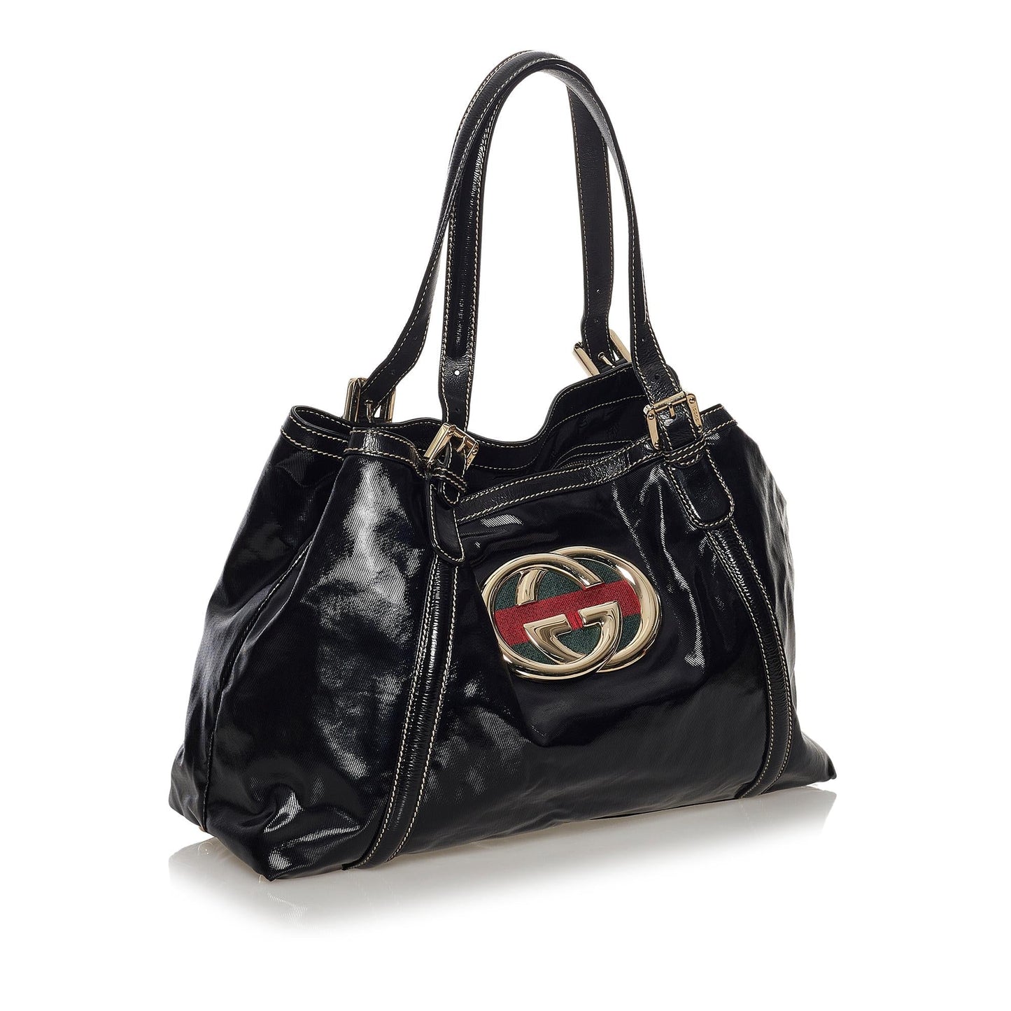 Gucci Dialux Britt SHG Leather Patent Black Tote Bag