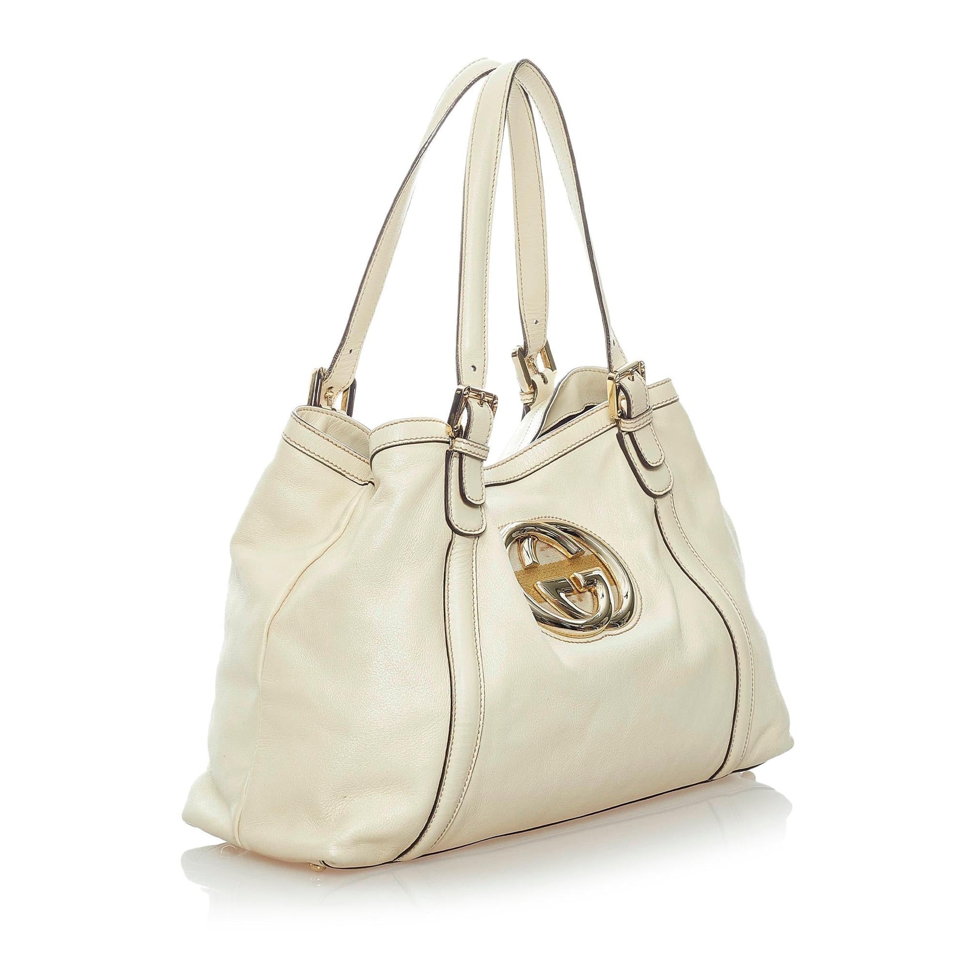 Gucci Dialux Britt SHG Calf White Tote Bag
