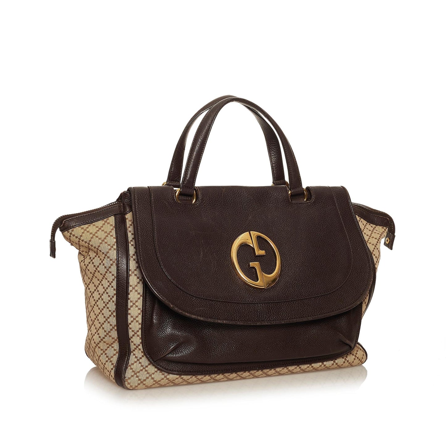 Gucci Diamante SHG Canvas Calf Brown Tote Bag Bag Shg