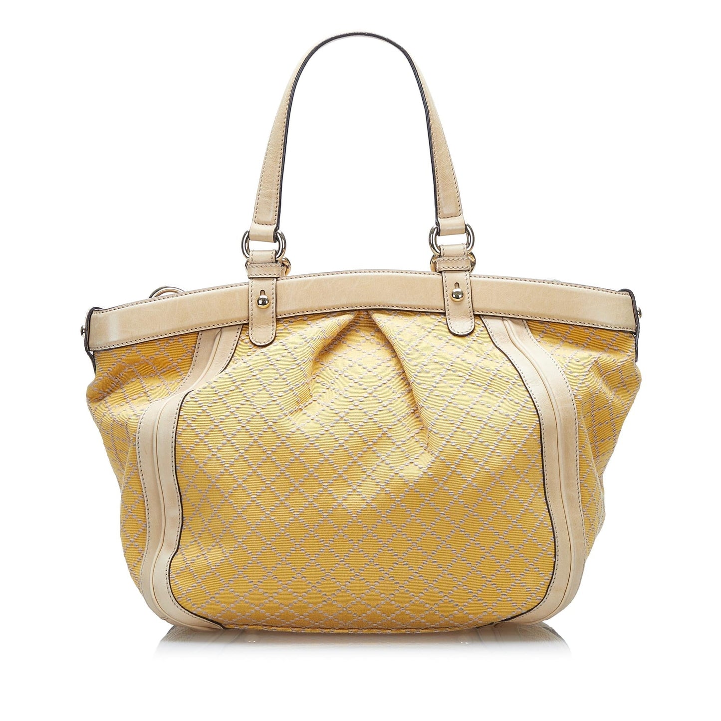 Gucci Diamante Bamboo SHG Canvas Brown Satchel Bag