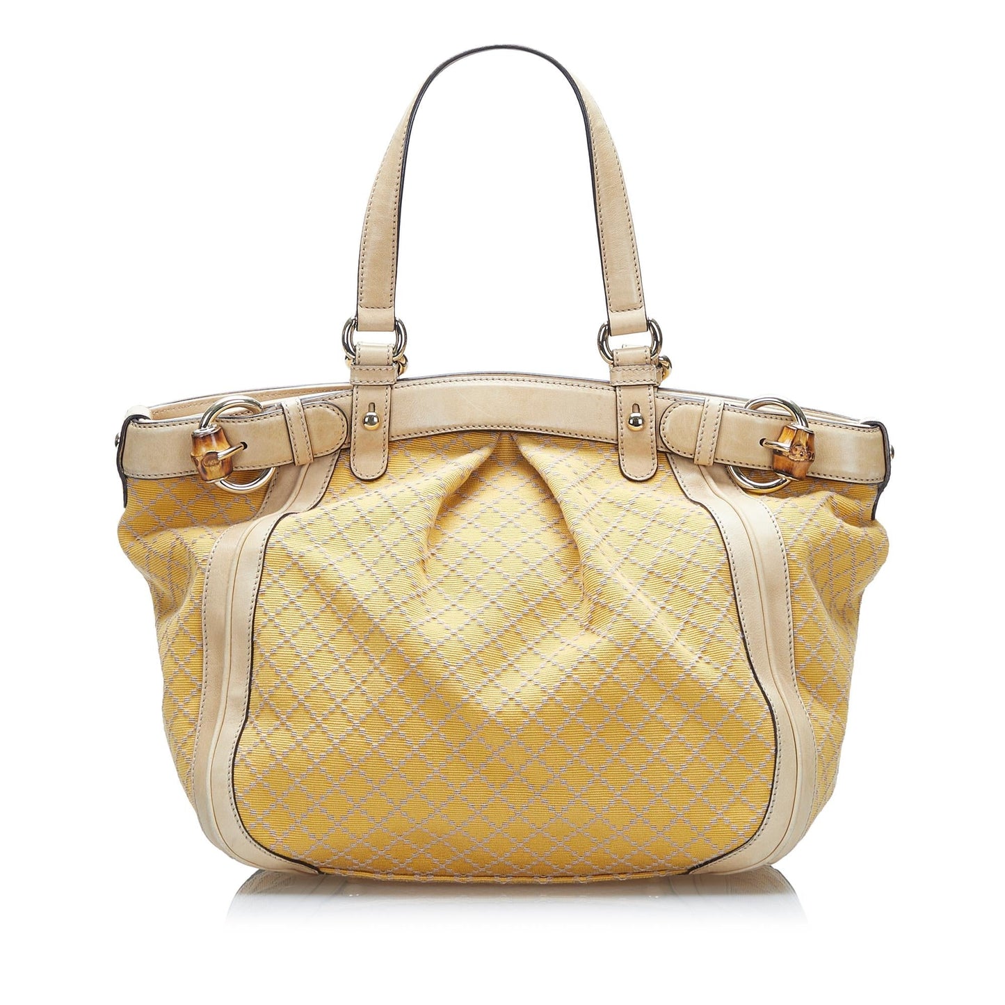 Gucci Diamante Bamboo SHG Canvas Brown Satchel Bag