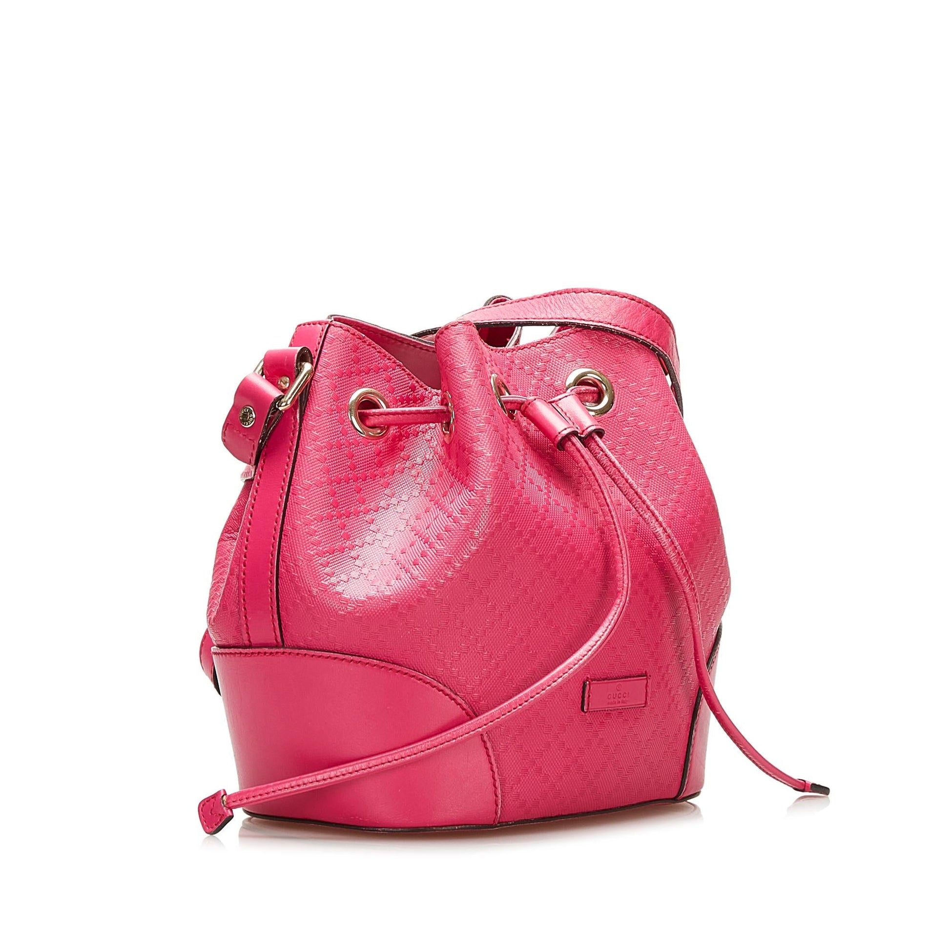 Gucci Diamante Bright SHG Calf Pink Bucket Shoulder Bag
