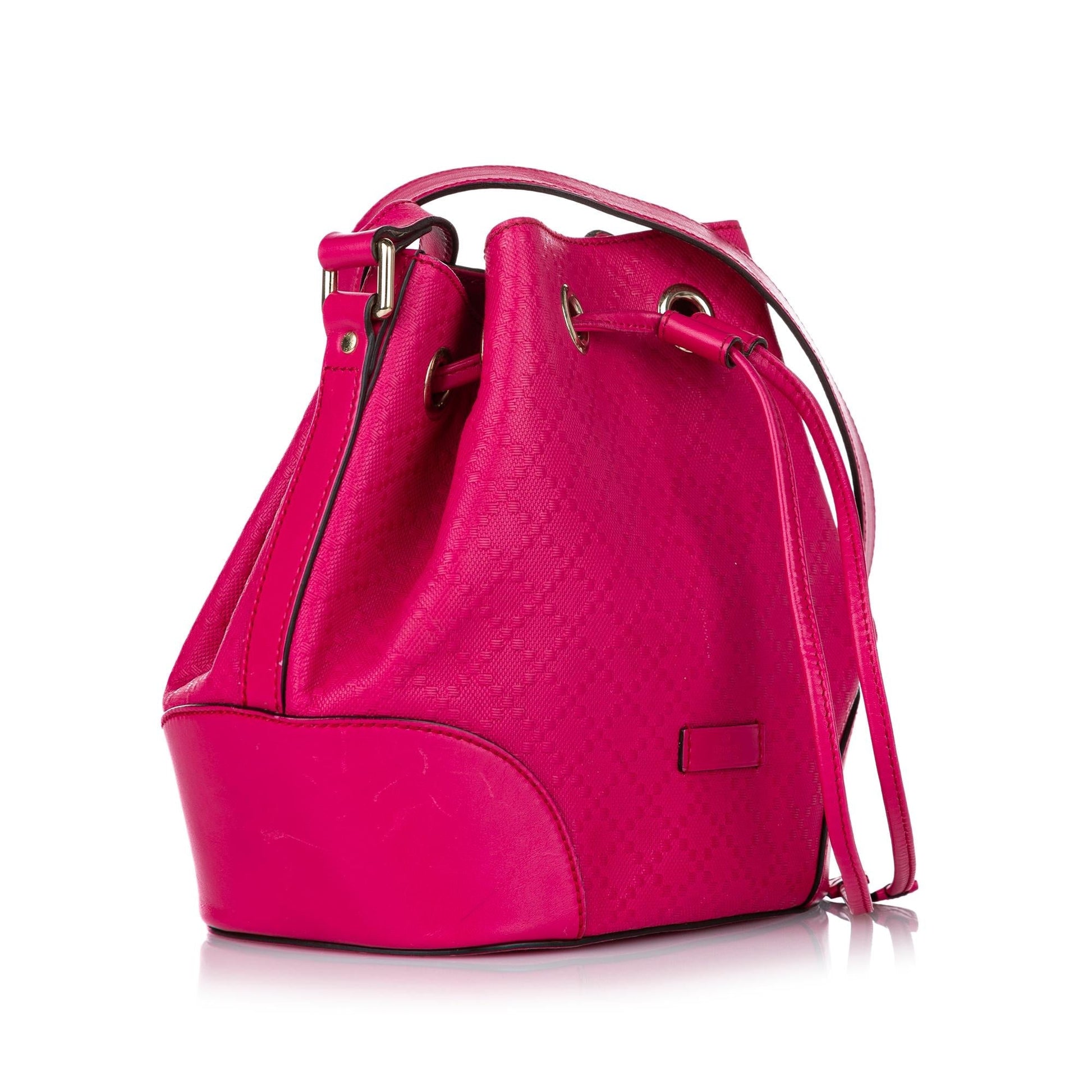 Gucci Diamante Bright SHG Leather Calf Pink Bucket Shoulder Bag