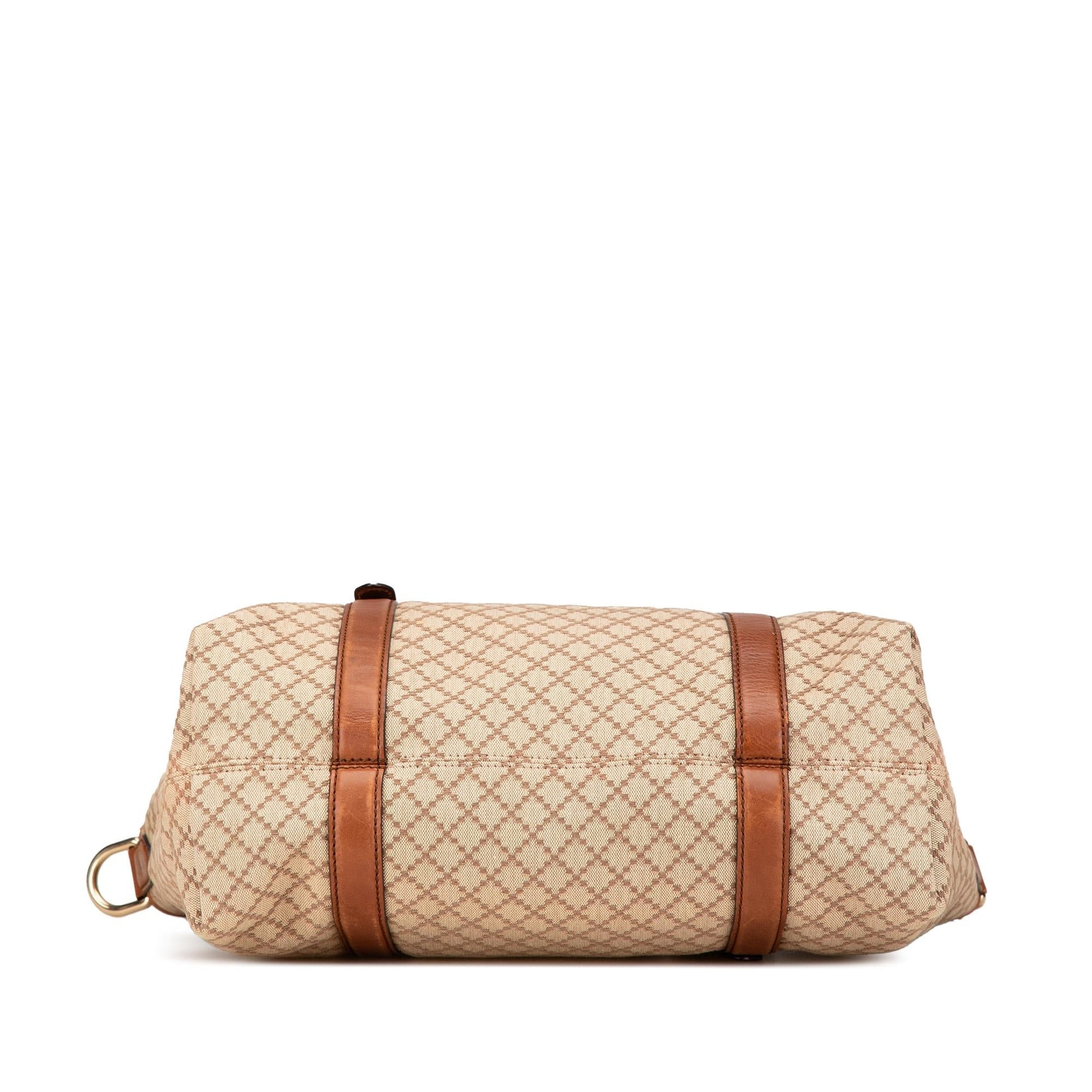 Gucci Diamante Canvas Calf Brown Satchel Bag