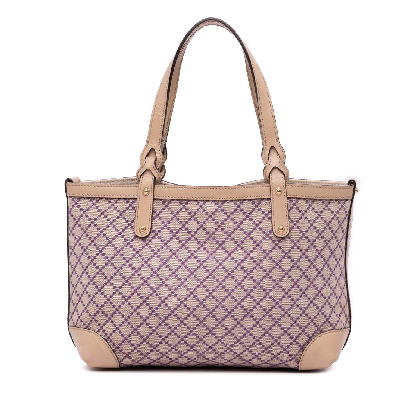 Gucci Diamante Craft Canvas Calf Brown Tote Bag
