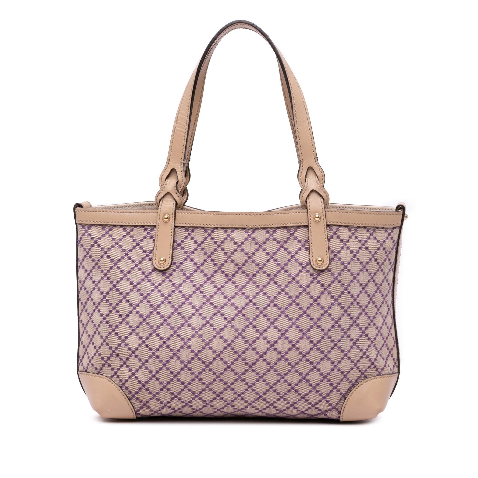 Gucci Diamante Craft Canvas Calf Brown Tote Bag