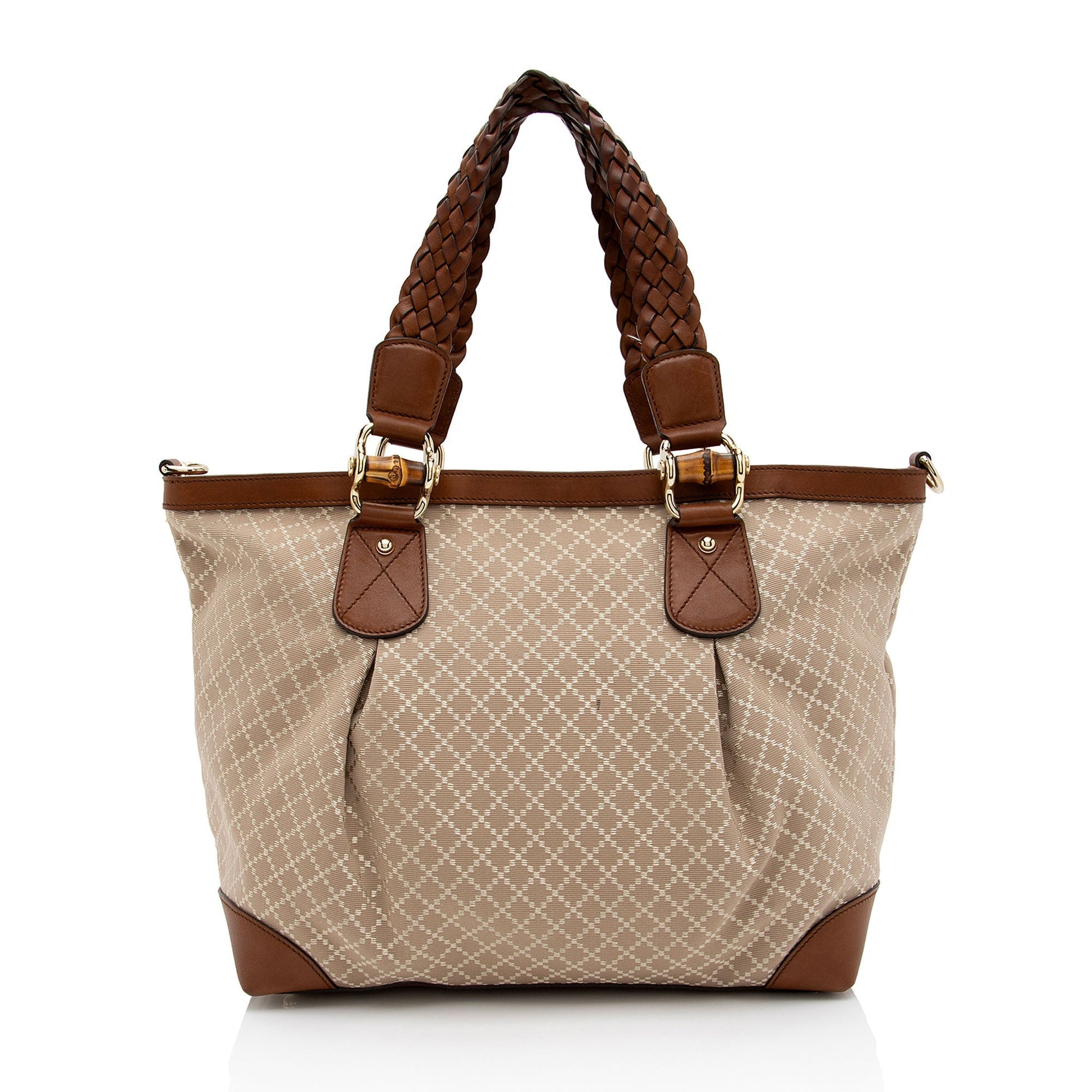 Gucci Diamante Eva SHF-unJCx2 Leather Canvas Beige Large Tote Bag