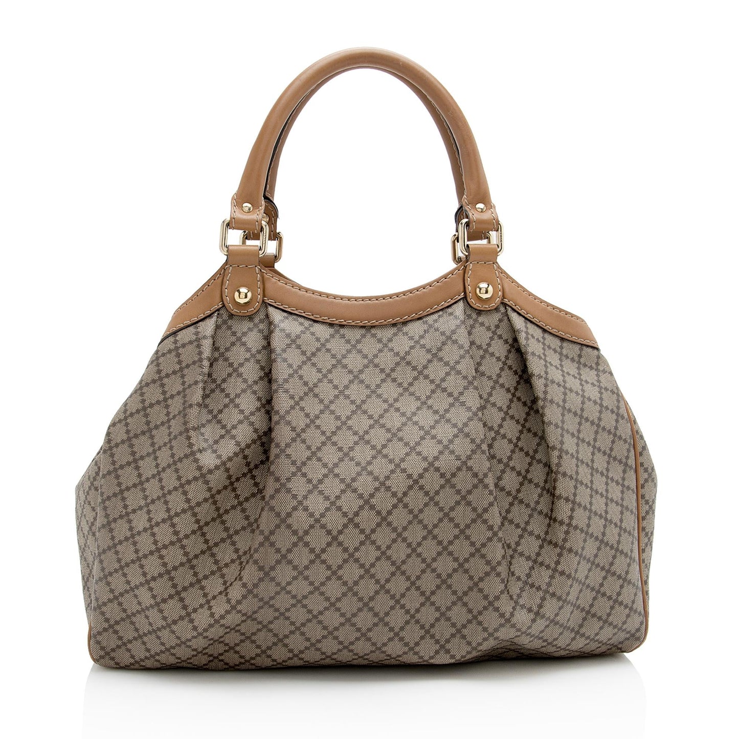 Gucci Diamante Sukey - FINAL SHF Leather Canvas Brown Beige Tote Bag