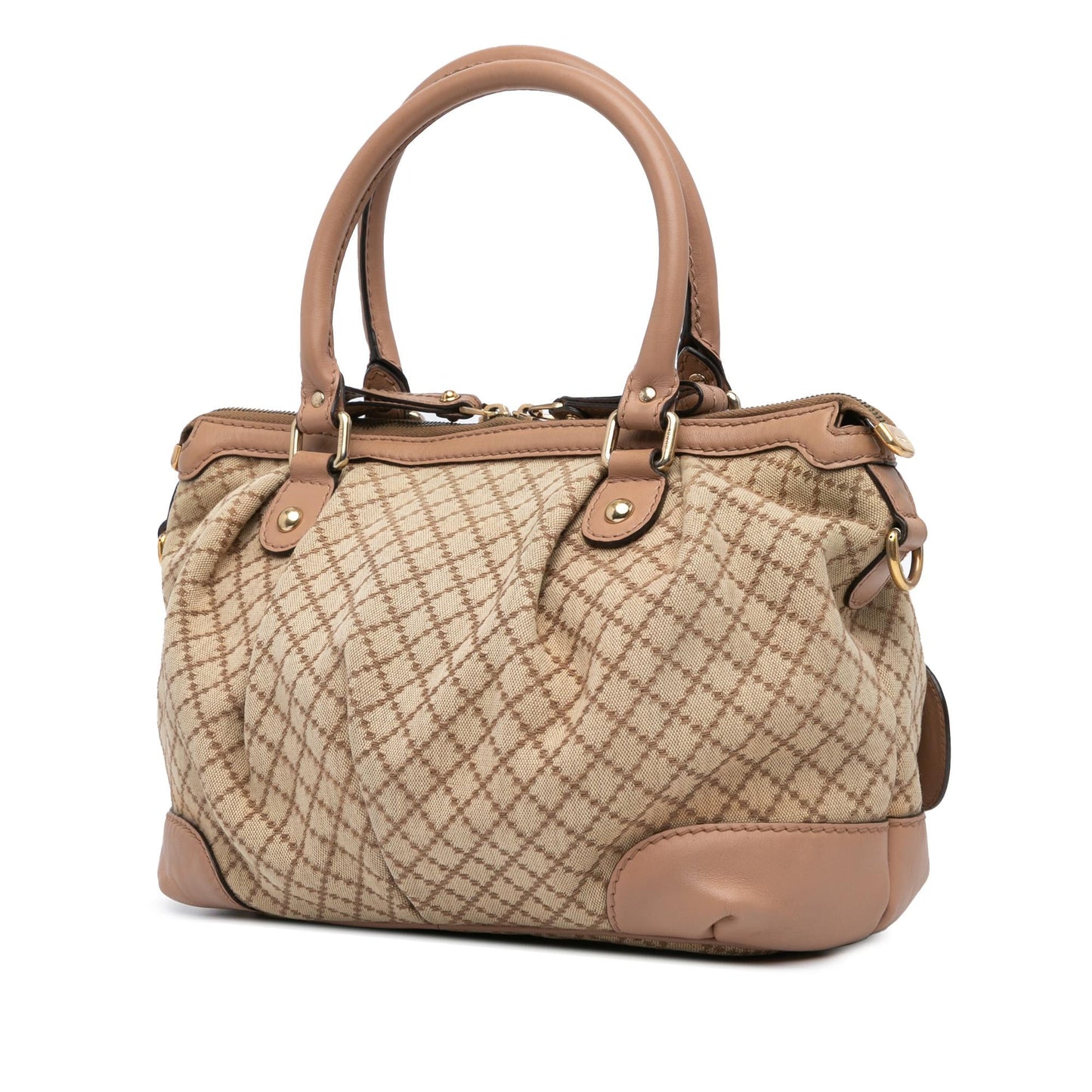 Gucci Diamante Sukey Canvas Calf Brown Satchel Bag Satchel 3