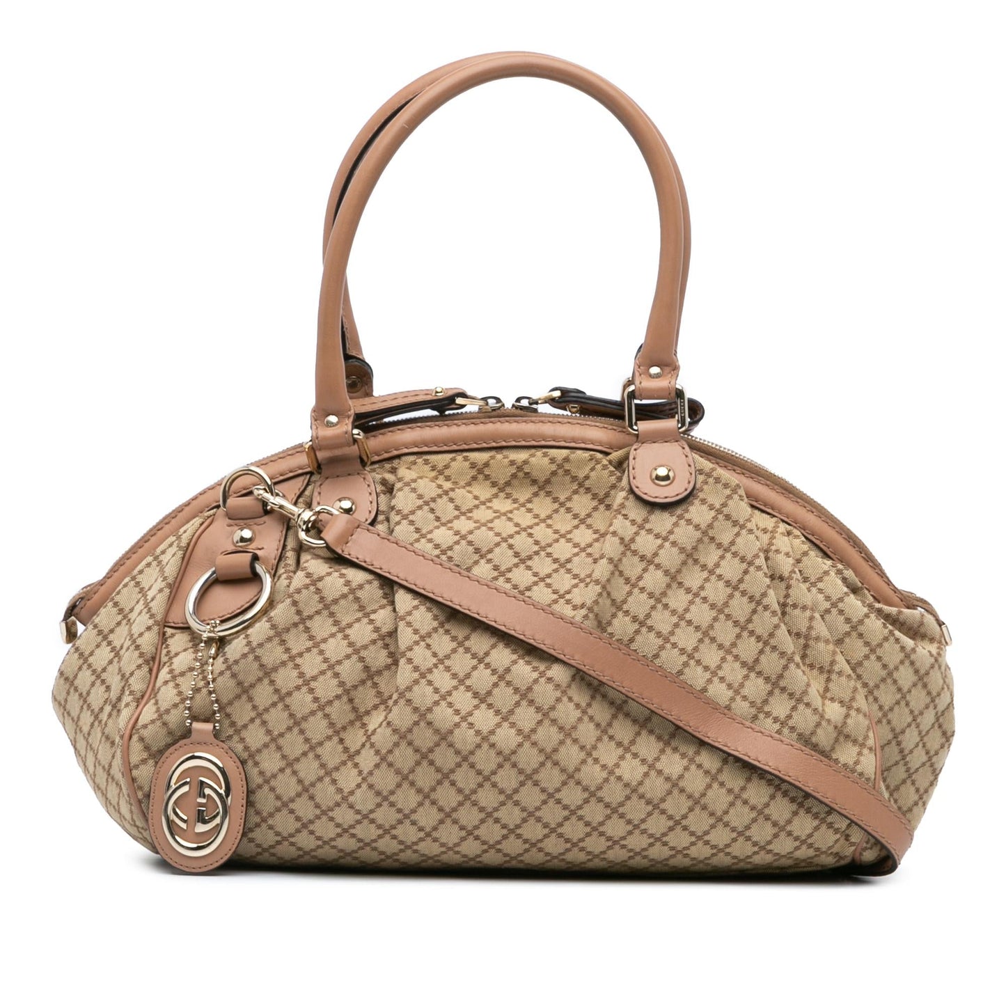 Gucci Diamante Sukey Canvas Calf Brown Satchel Bag Satchel 5