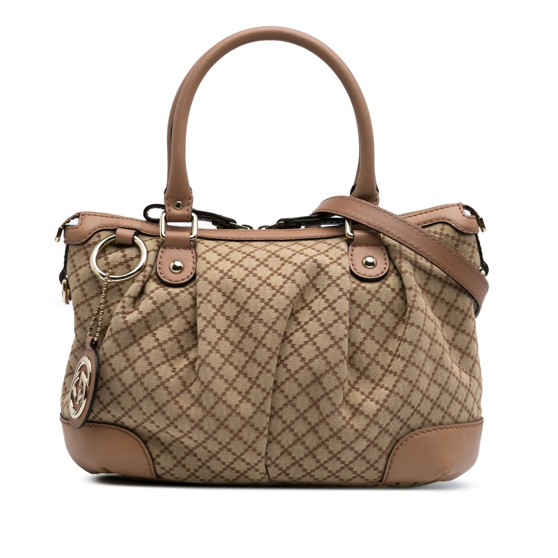 Gucci Diamante Sukey Canvas Brown Satchel Bag Satchel 6