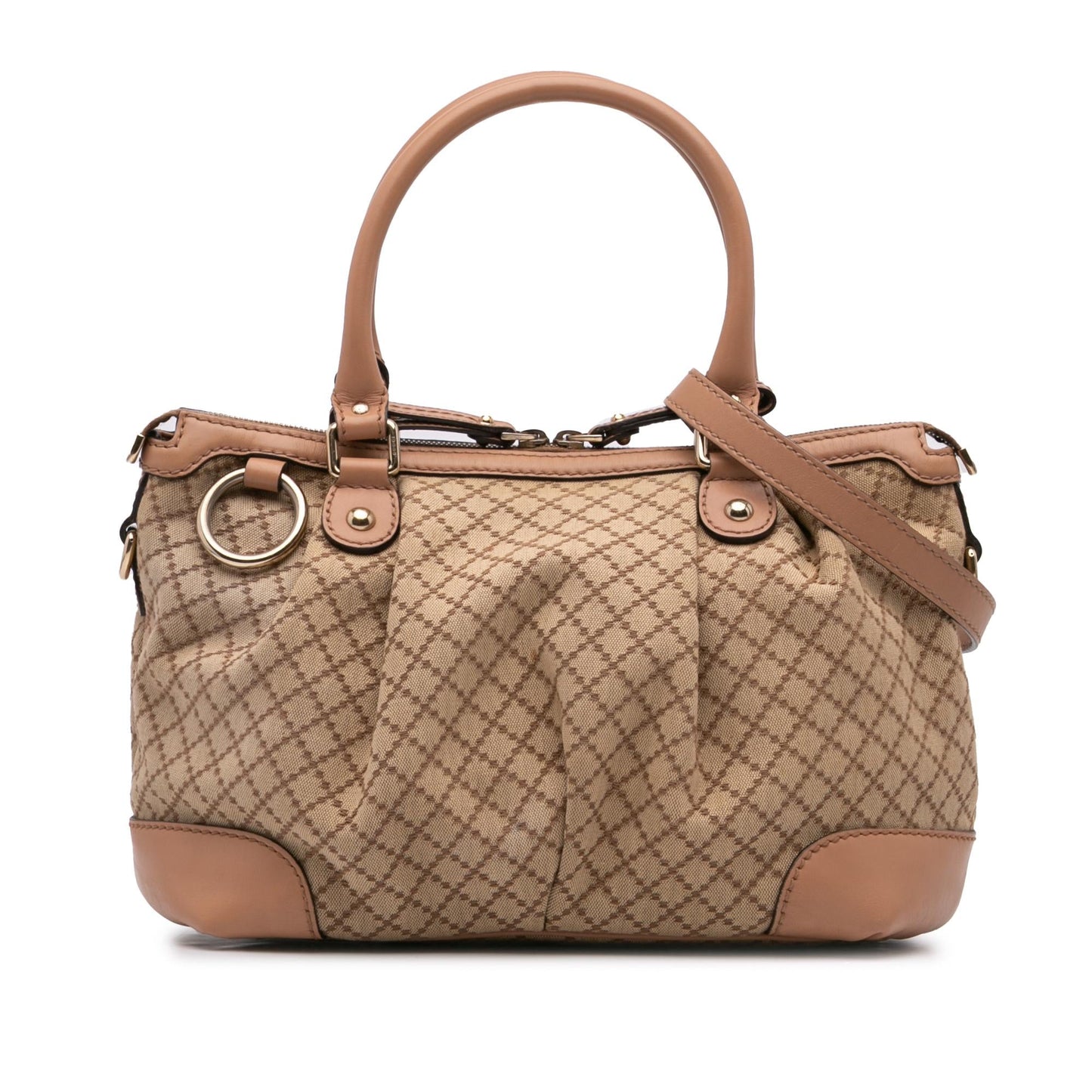 Gucci Diamante Sukey Canvas Brown Satchel Bag