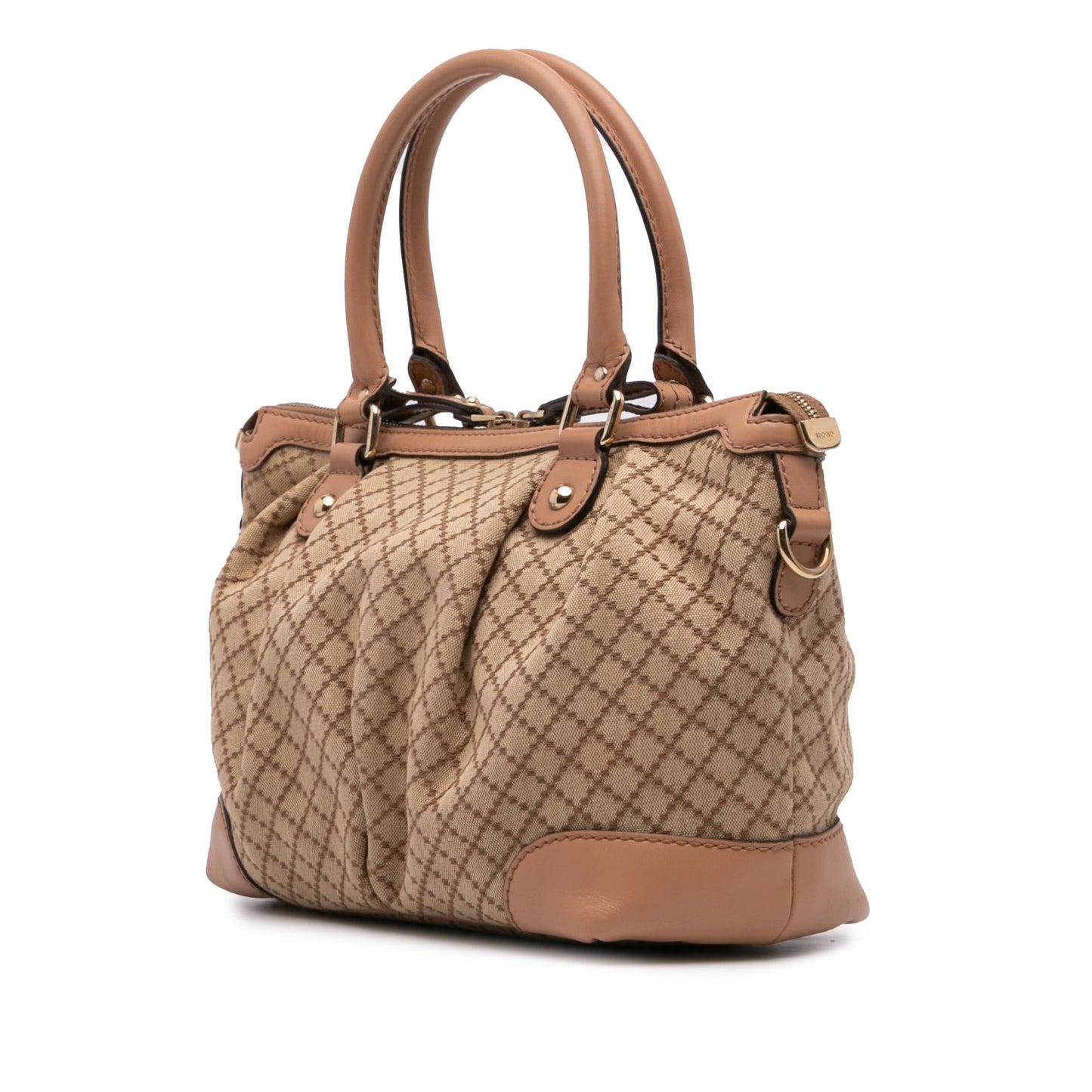 Gucci Diamante Sukey Canvas Brown Satchel Bag