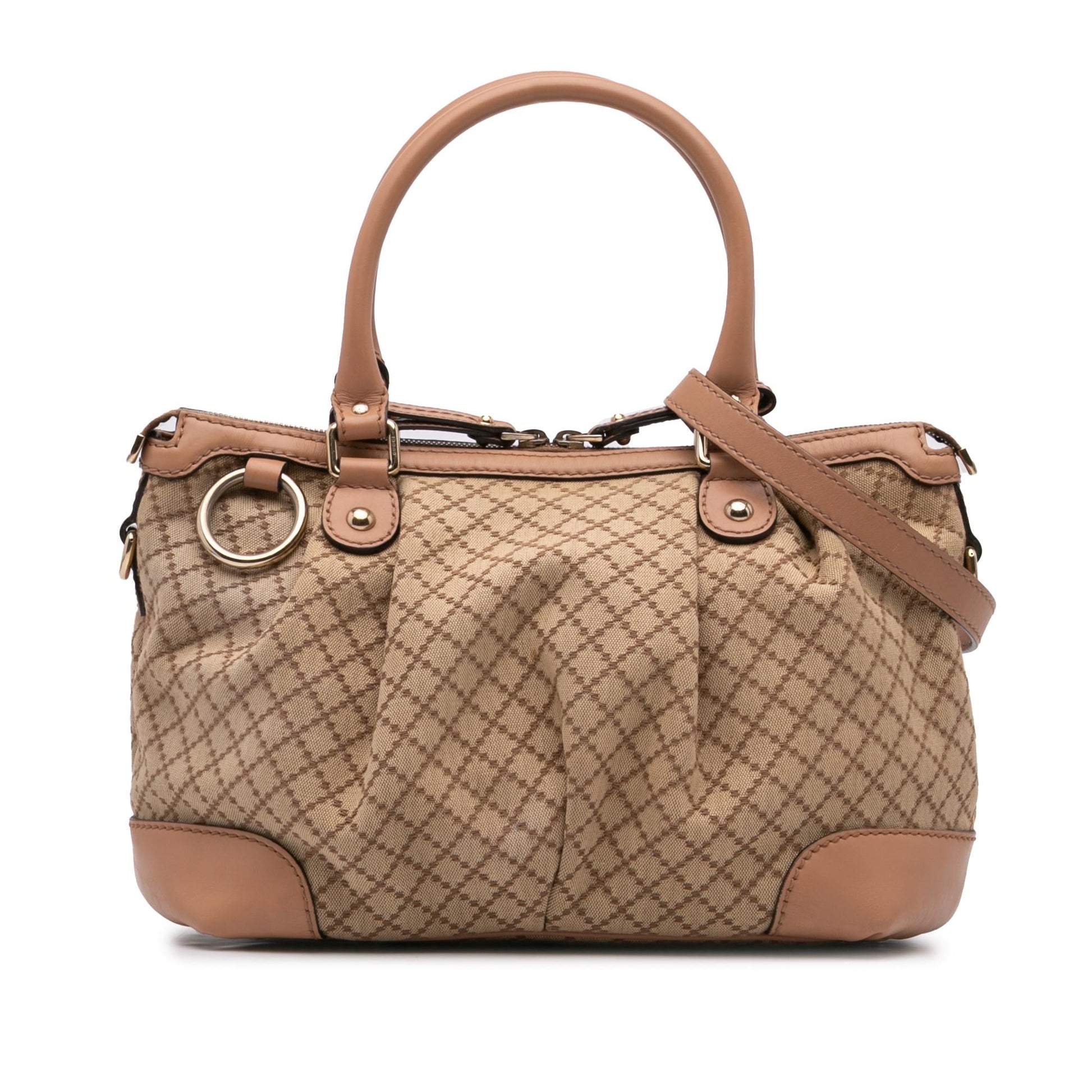 Gucci Diamante Sukey Canvas Brown Satchel Bag Satchel 9