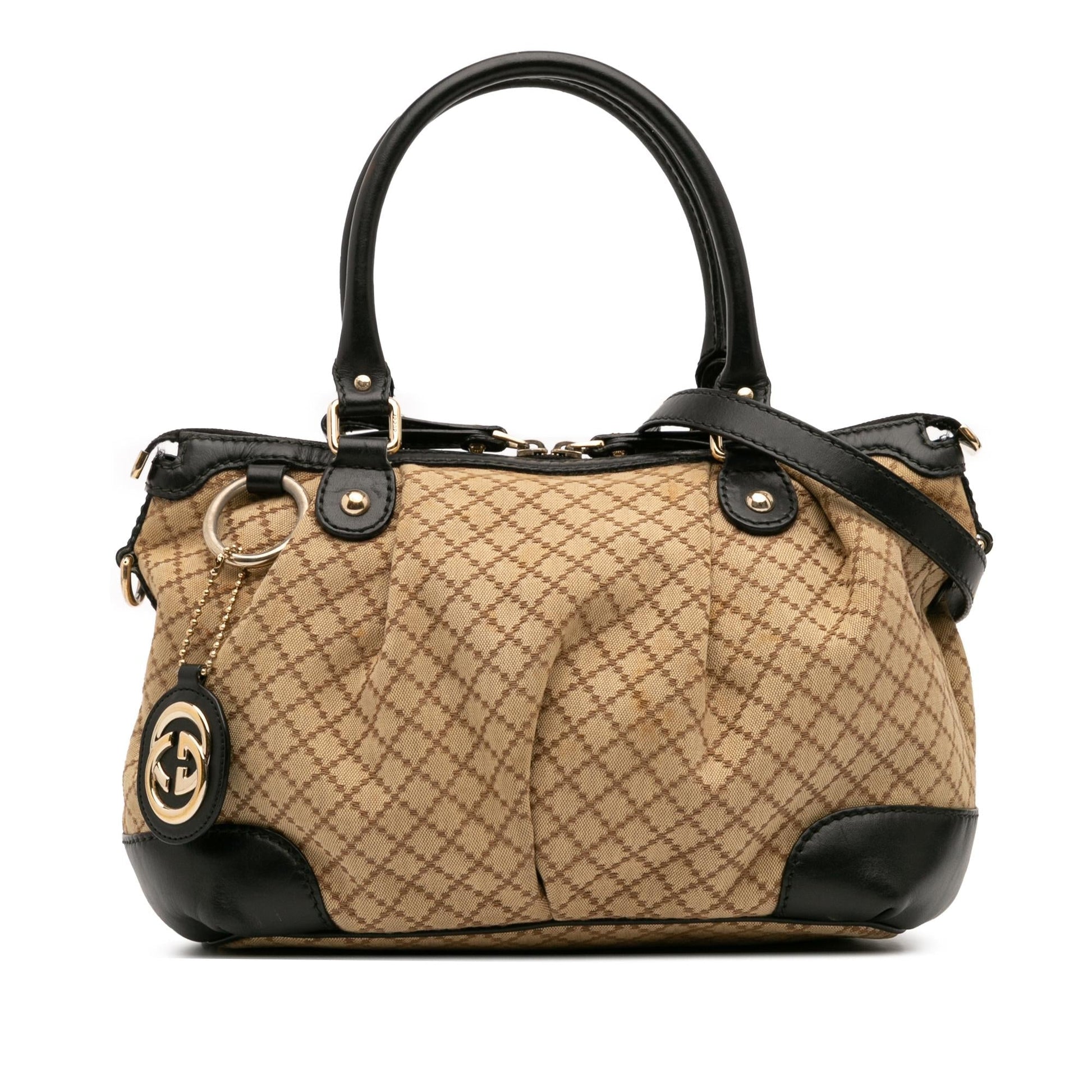 Gucci Diamante Sukey Canvas Travel Bag Satchel 13