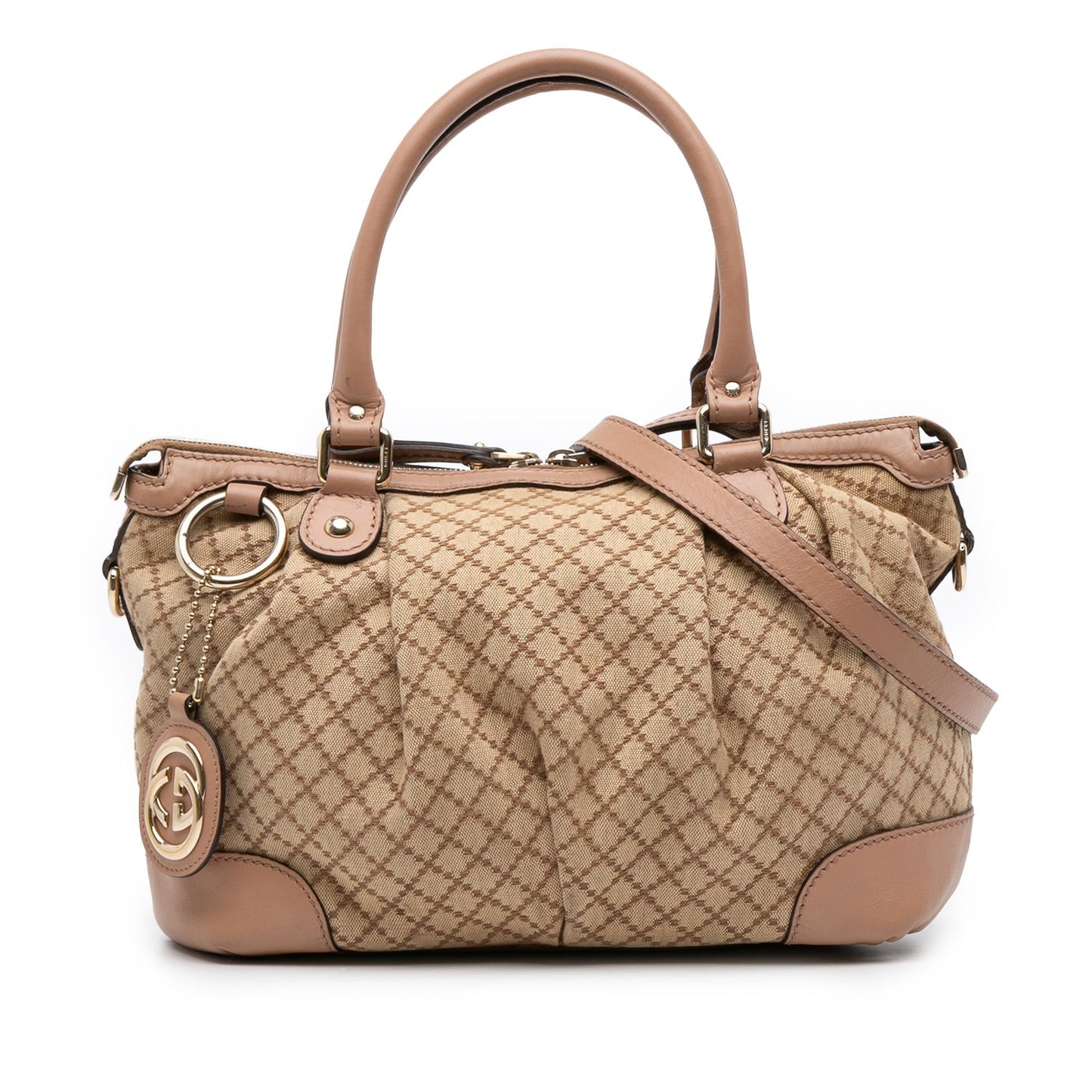 Gucci Diamante Sukey Canvas Travel Bag Satchel 16
