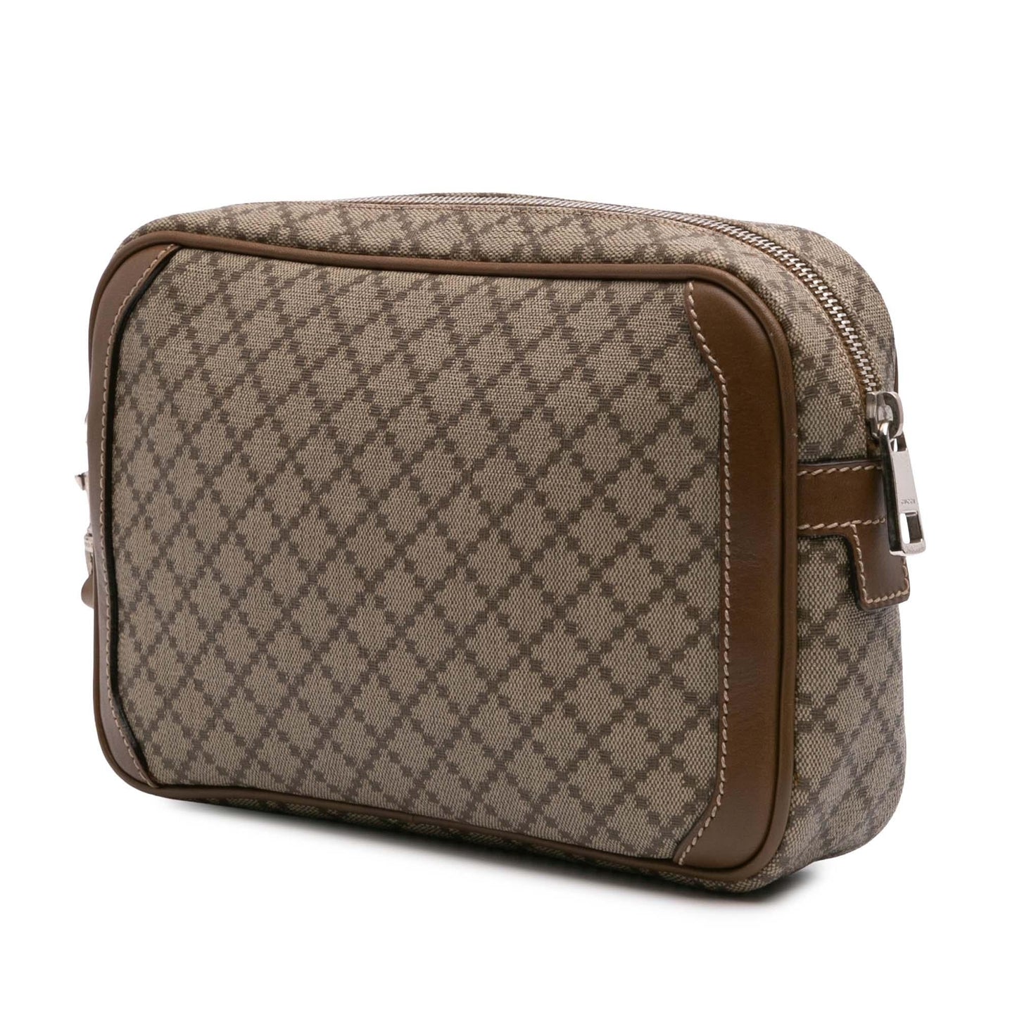 Gucci Diamante Coated Canvas Calf Brown Clutch Bag Canvas Clutch