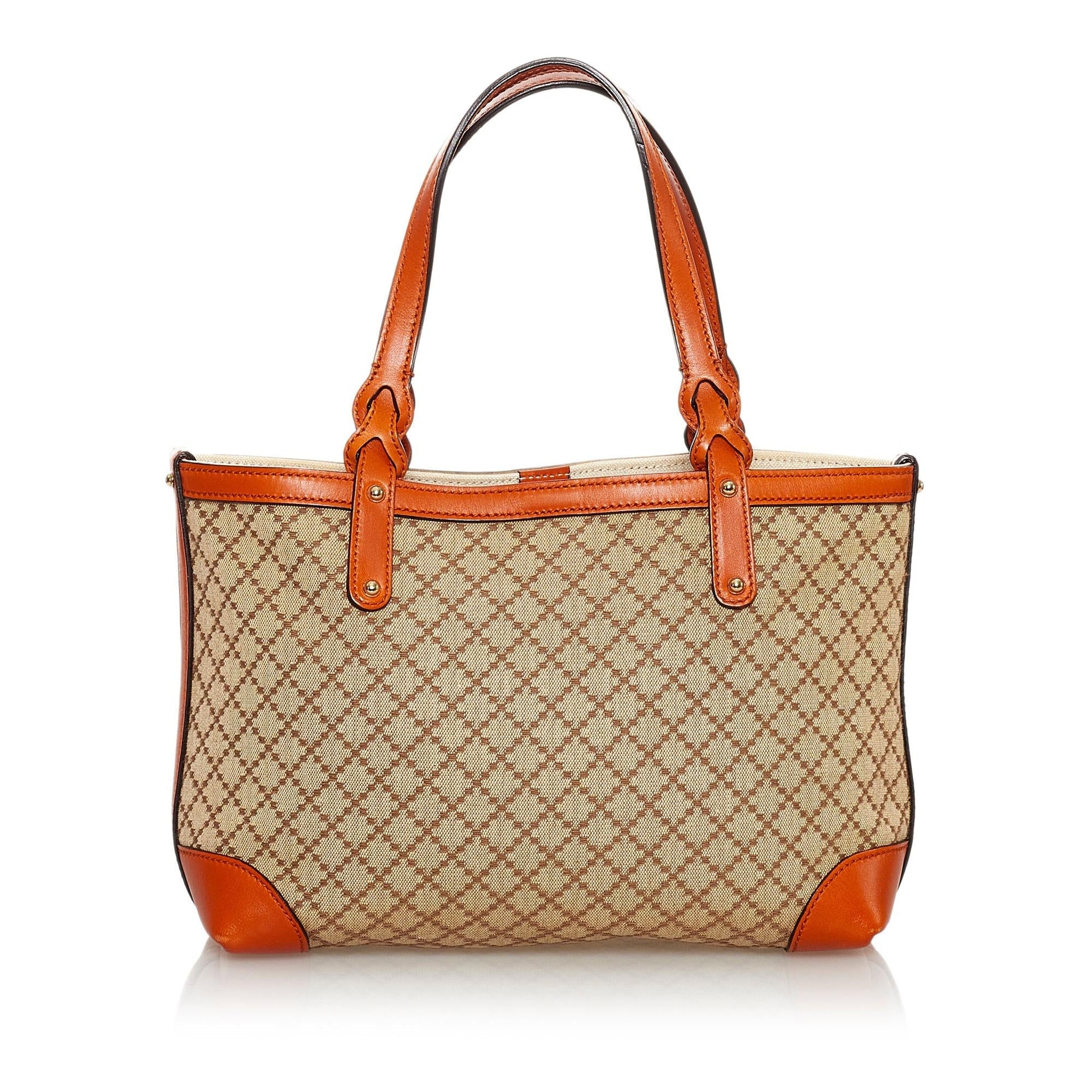Gucci Diamante Craft SHG-u15SMV Canvas Brown Orange Tote Bag
