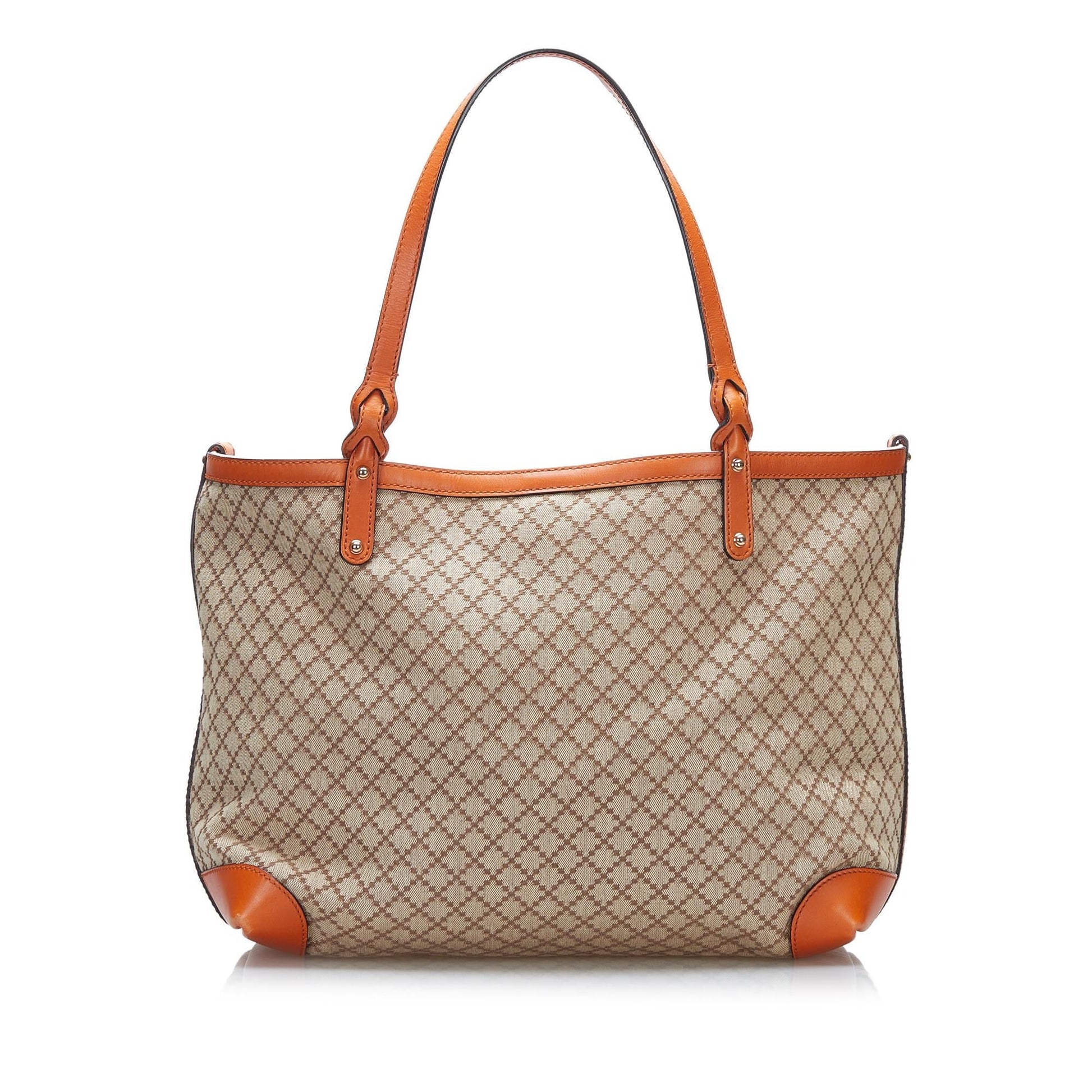 Gucci Diamante Craft SHG-4JX5fC Canvas Calf Brown Orange Tote Bag