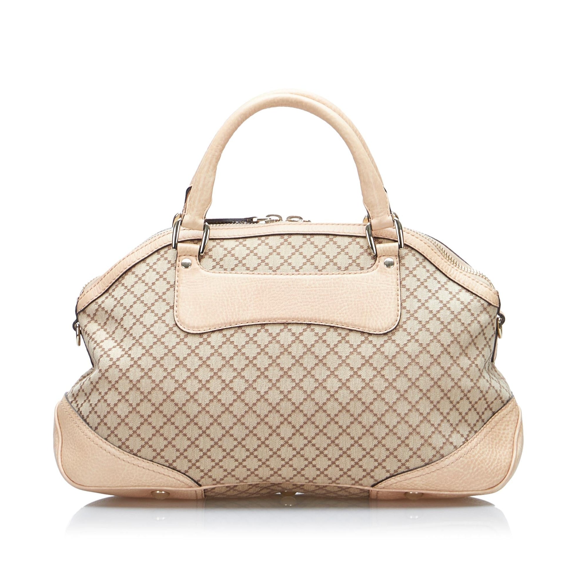 Gucci Diamante Horsebit Catherine SHG-AULKnN Canvas Brown Satchel Bag