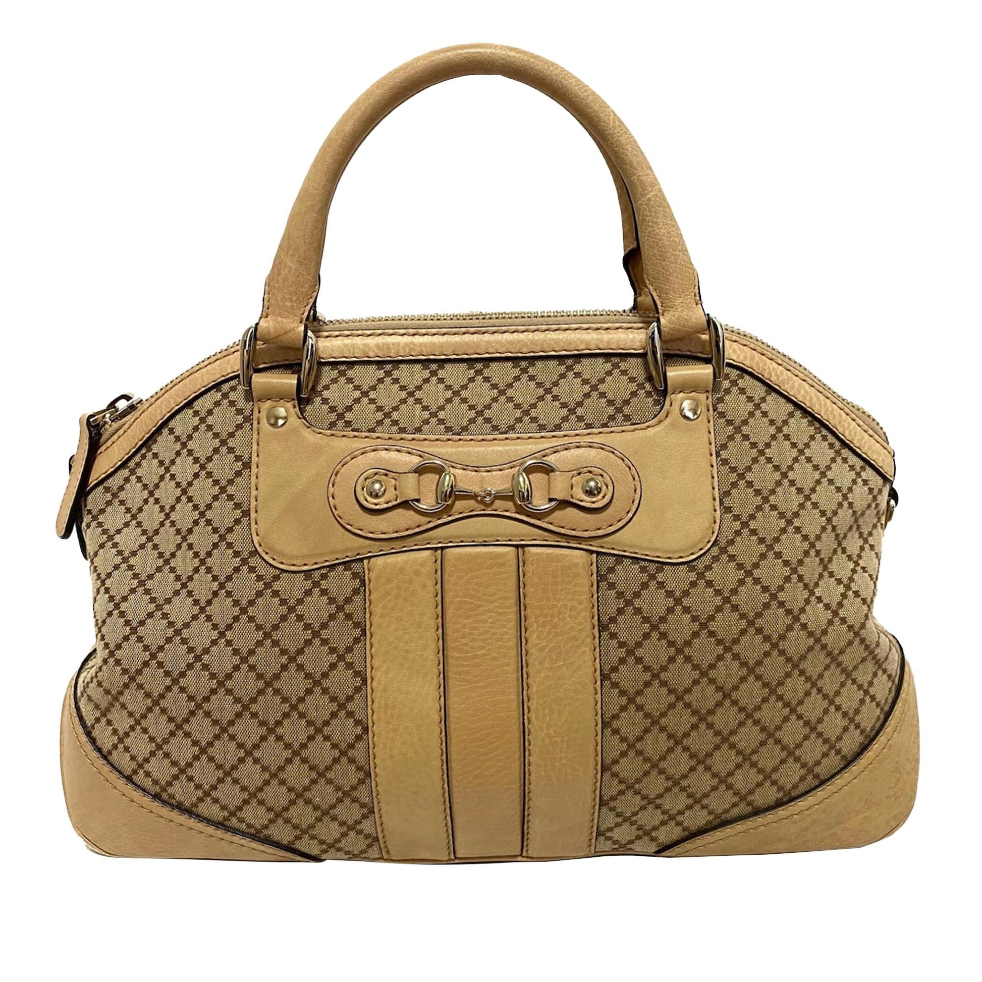 Gucci Diamante Horsebit Catherine SHG-FImtrr Canvas Brown Satchel Bag