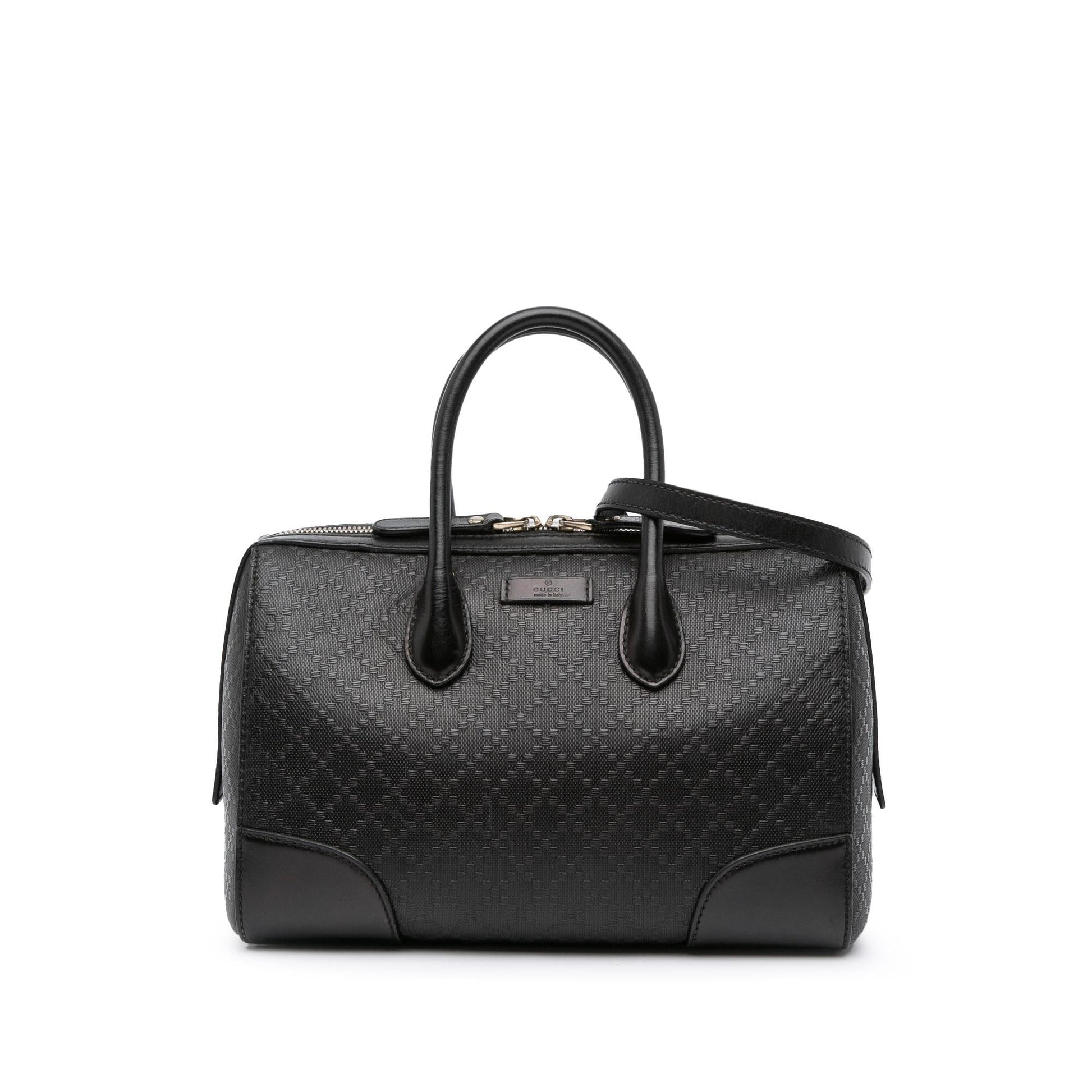 Gucci Diamante Boston Leather Calf Black Satchel Bag