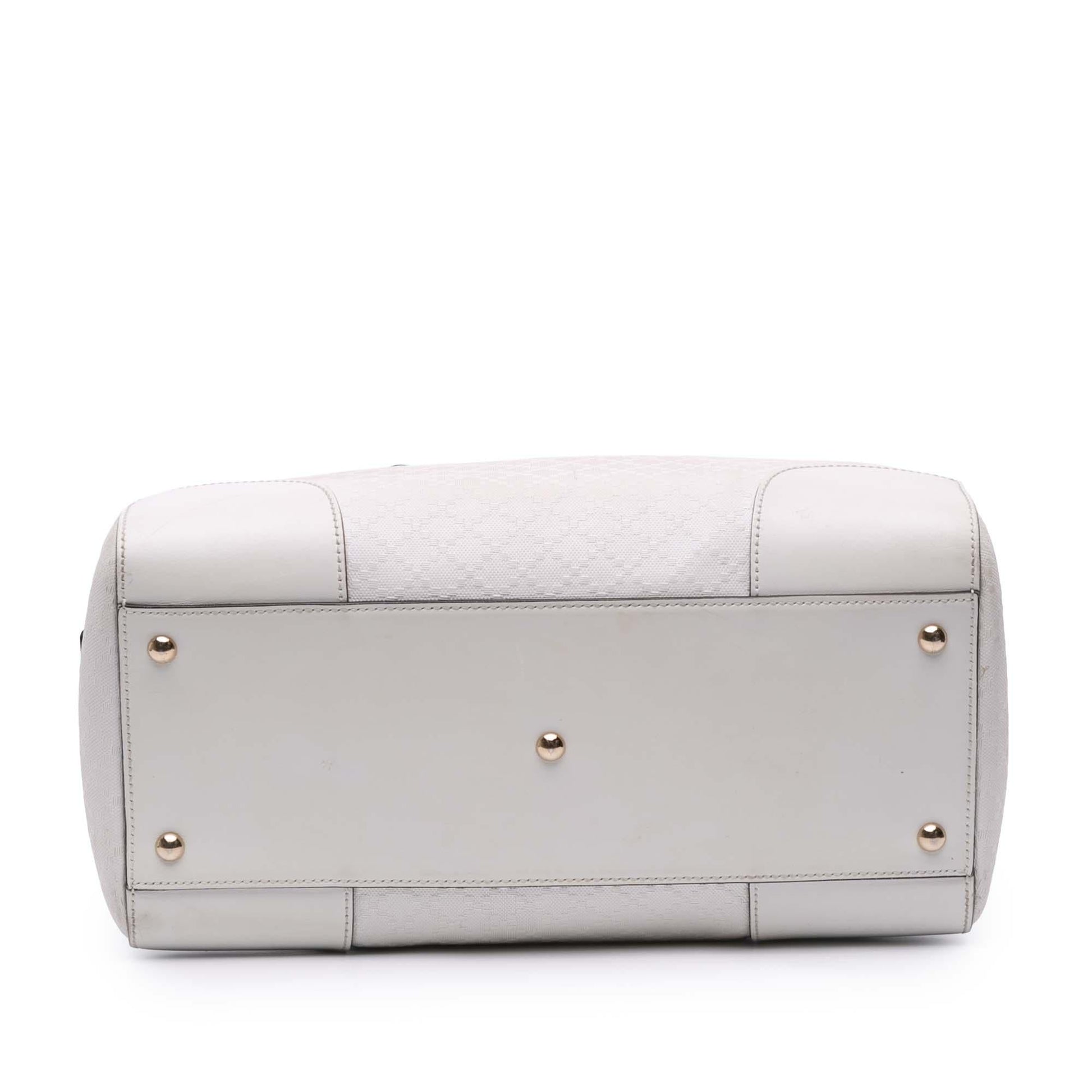 Gucci Diamante Boston Leather Calf White Satchel Bag