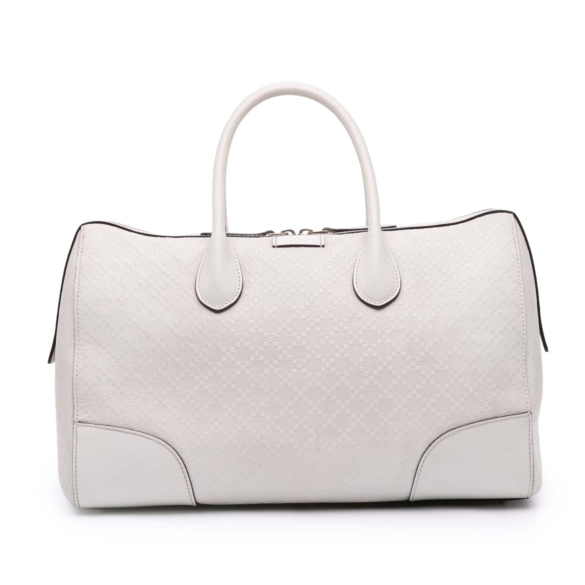 Gucci Diamante Boston Leather Calf White Satchel Bag
