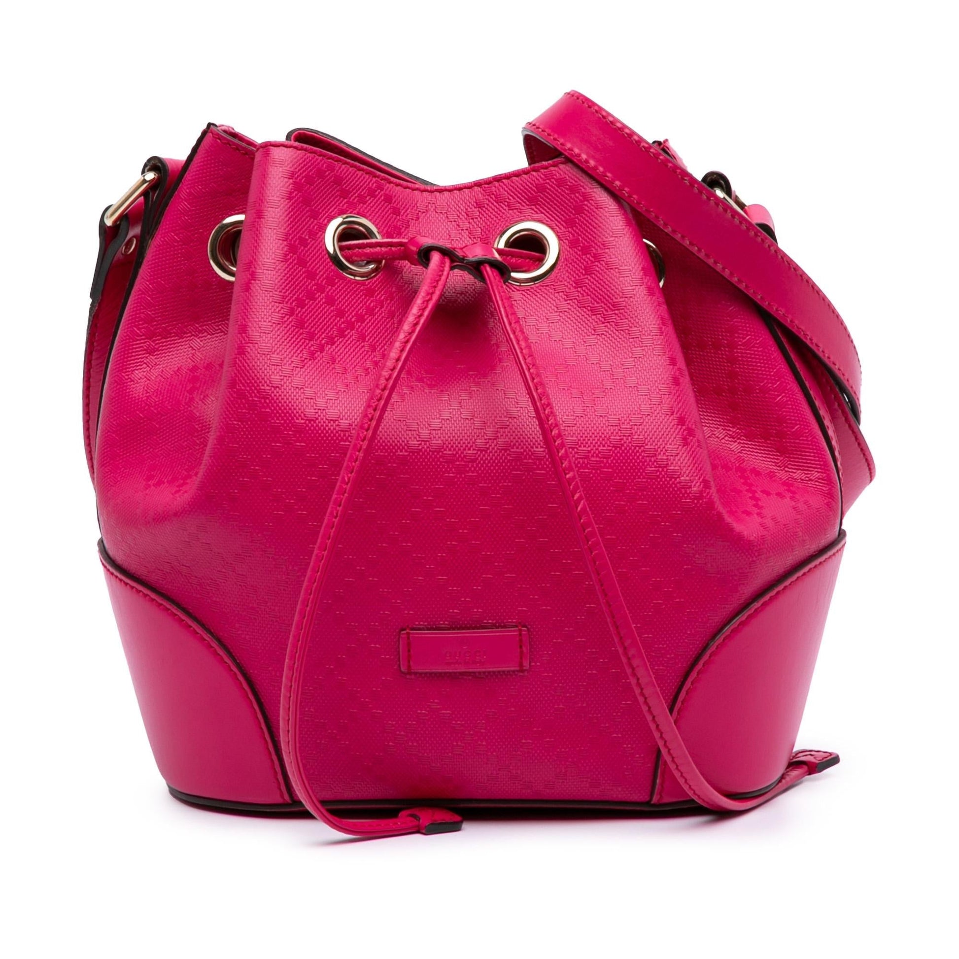 Gucci Diamante Bright Leather Bucket Shoulder Bag