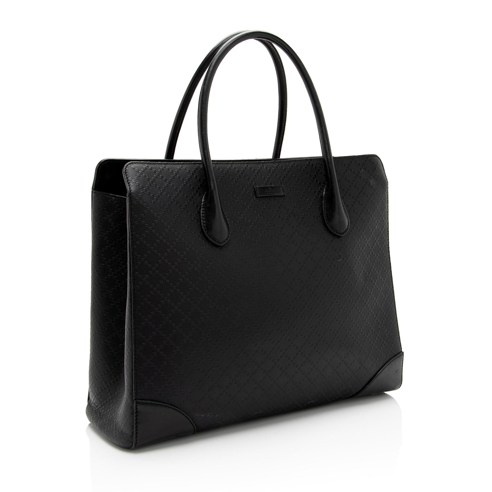 Gucci Diamante Bright SHF-wVVyJu Leather Black Medium Tote Bag
