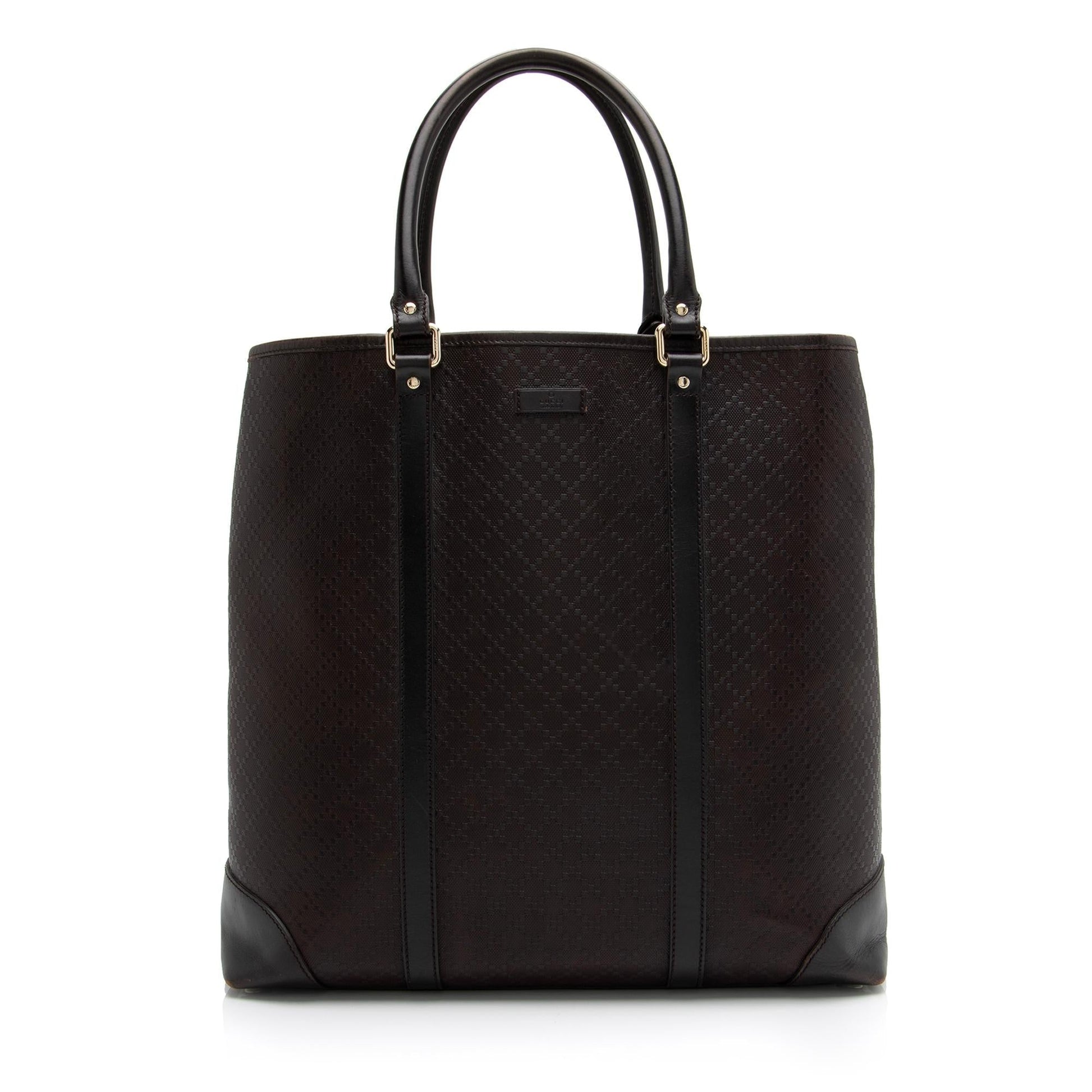 Gucci Diamante Joy N S SHF Leather Canvas Brown Tote Bag