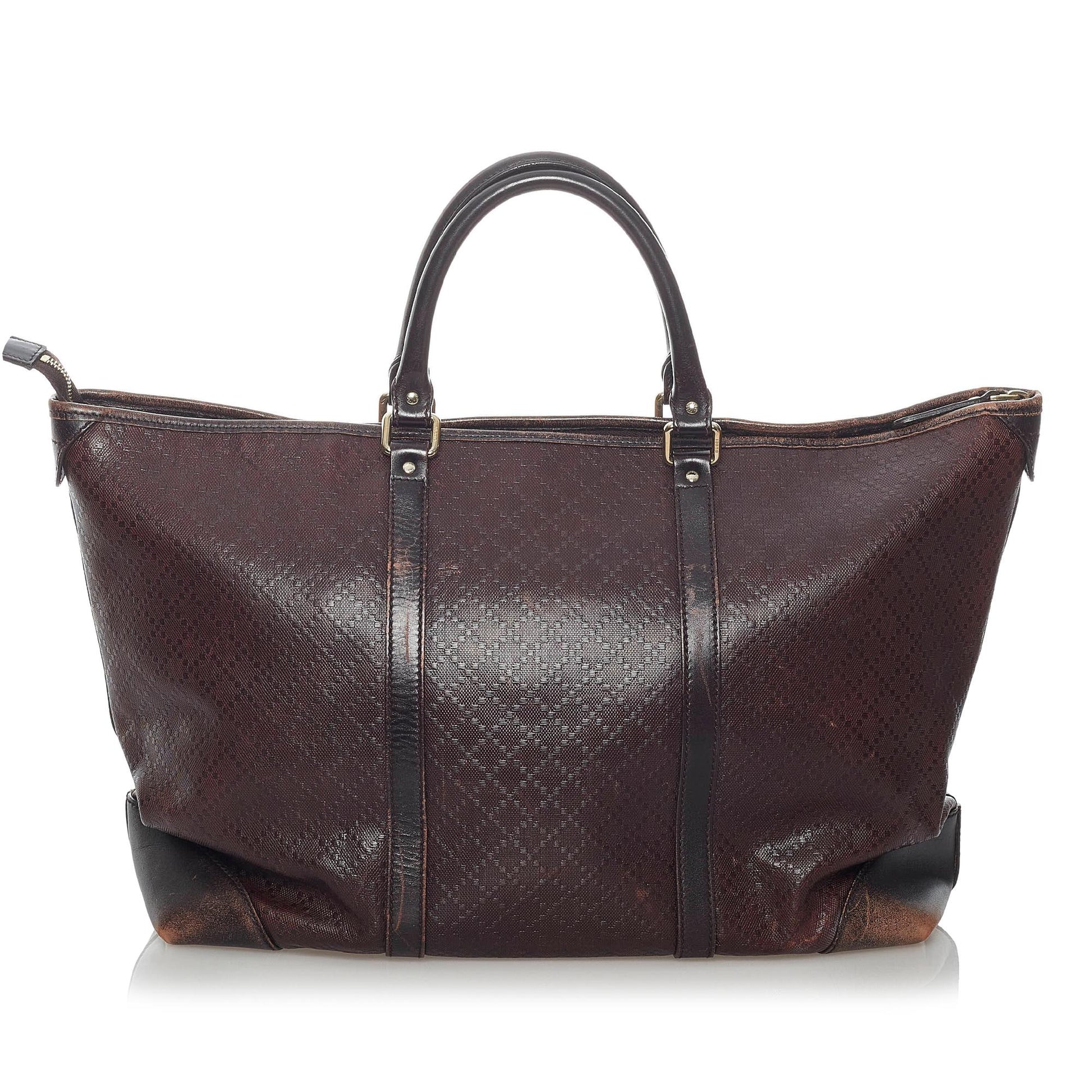 Gucci Diamante SHG Leather Calf Black Brown Tote Bag