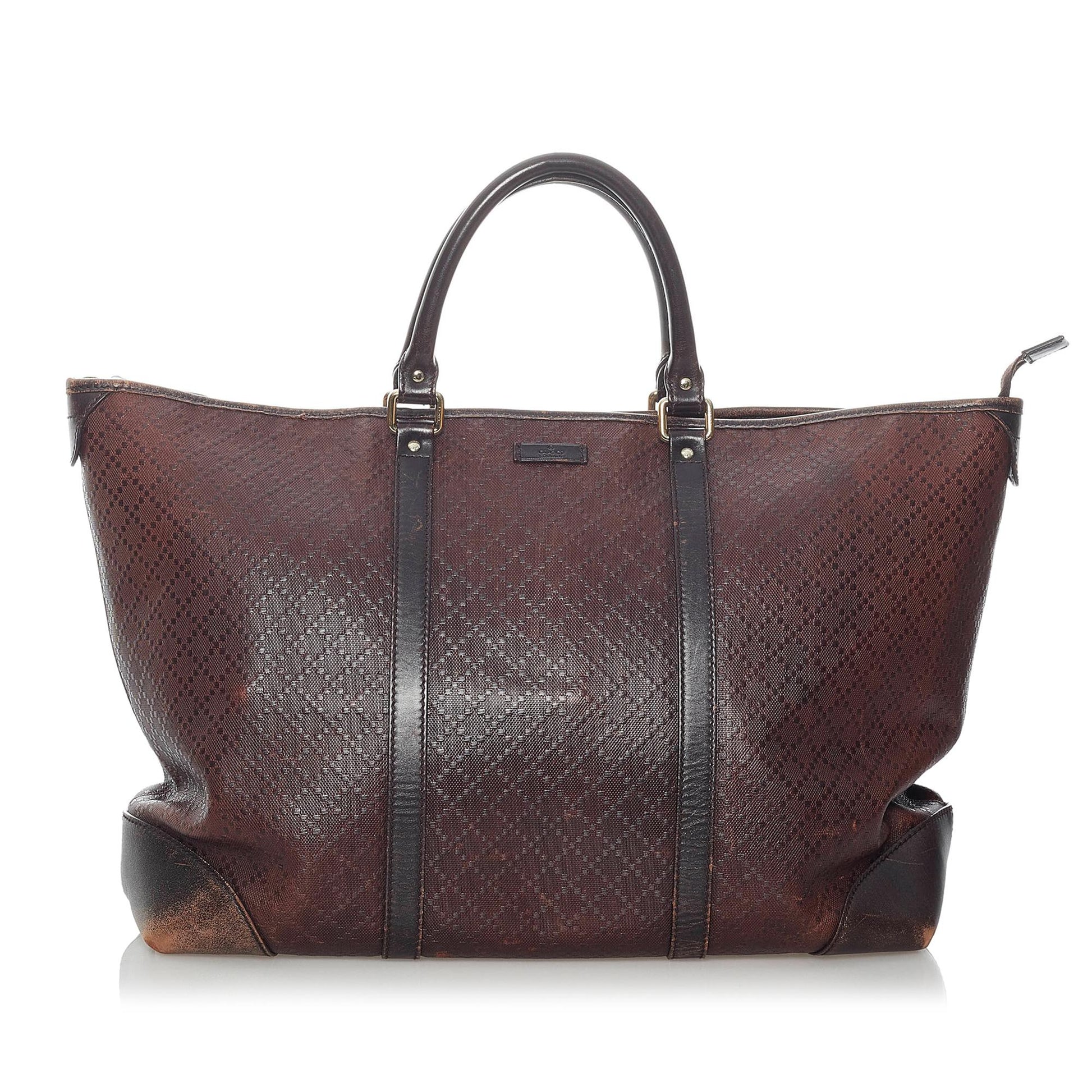 Gucci Diamante SHG Leather Calf Black Brown Tote Bag
