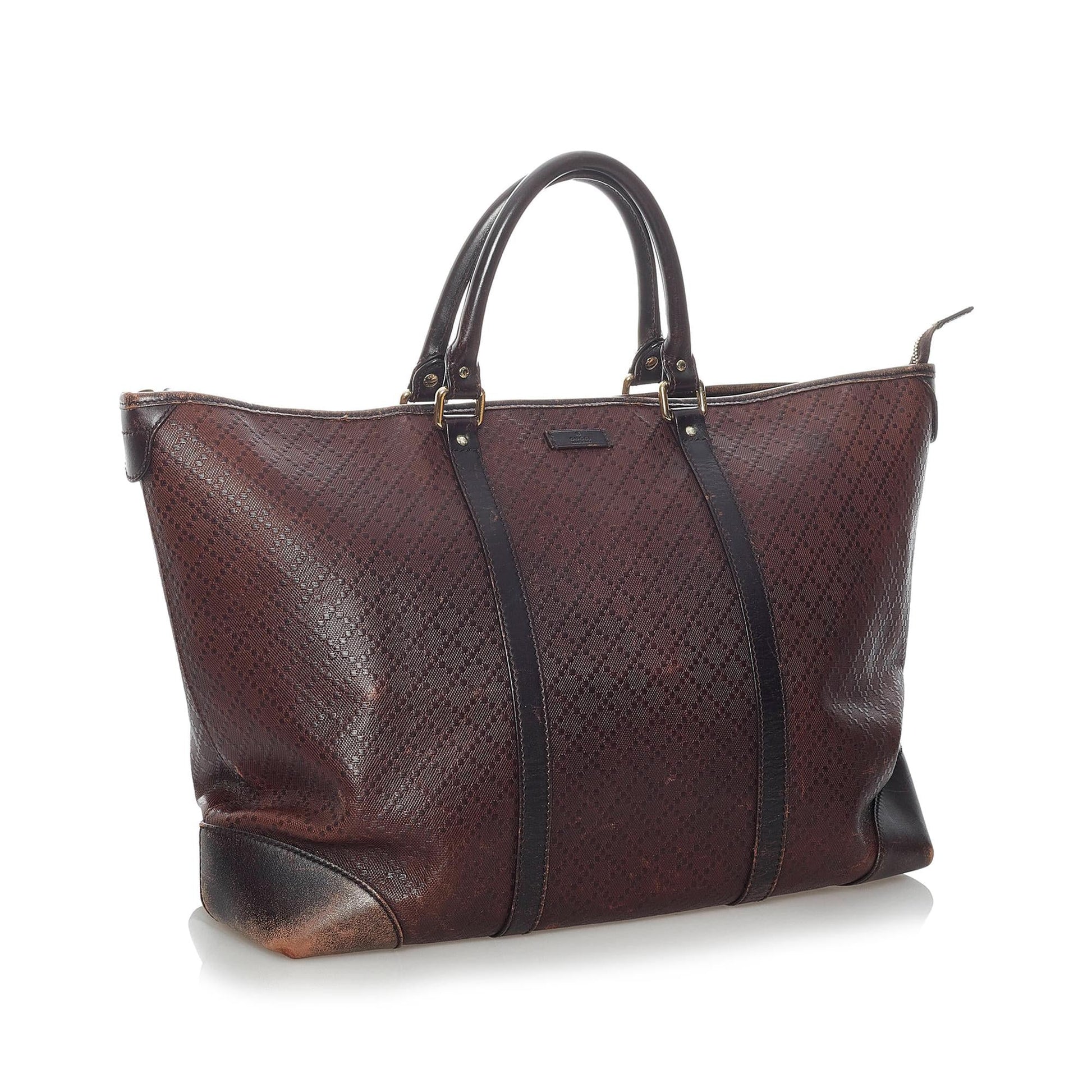 Gucci Diamante SHG Leather Calf Black Brown Tote Bag