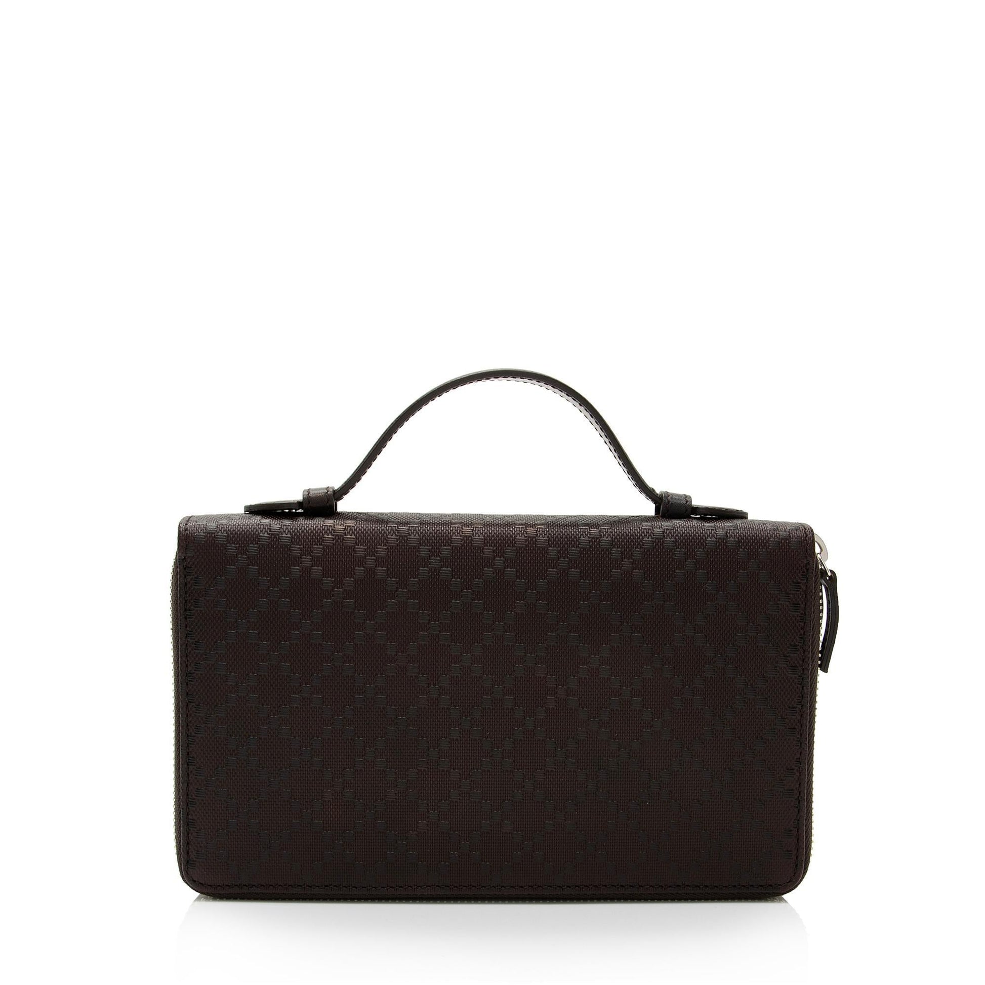 Gucci Diamante Document Case SHF-pGklZA Leather Canvas Brown Travel Bag