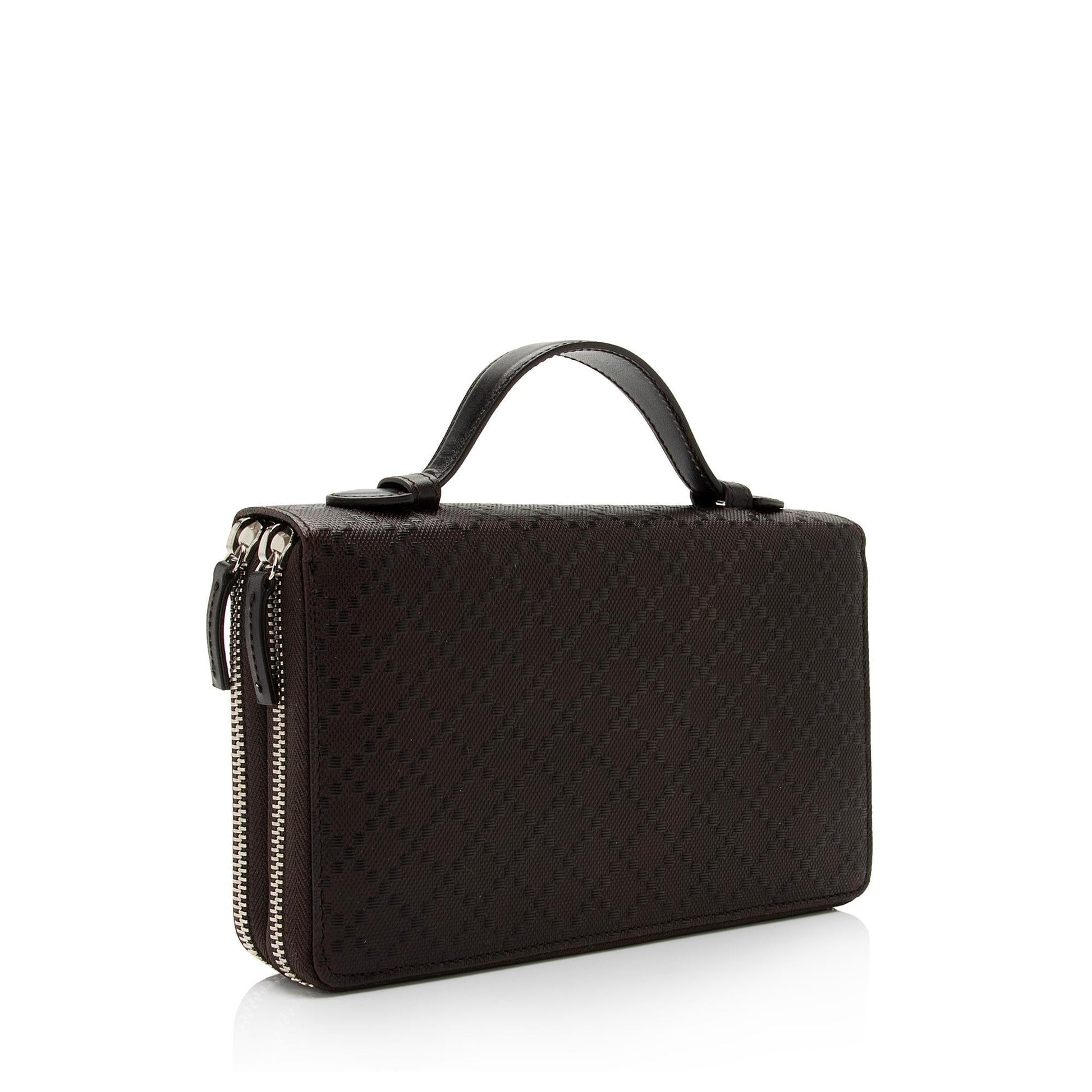 Gucci Diamante Document Case SHF-pGklZA Leather Canvas Brown Travel Bag
