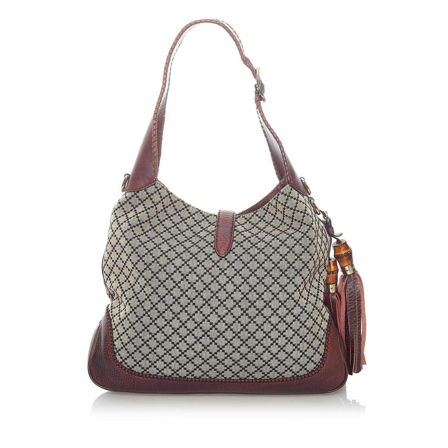 Gucci Diamante New Jackie SHG Canvas Calf Brown Satchel Bag
